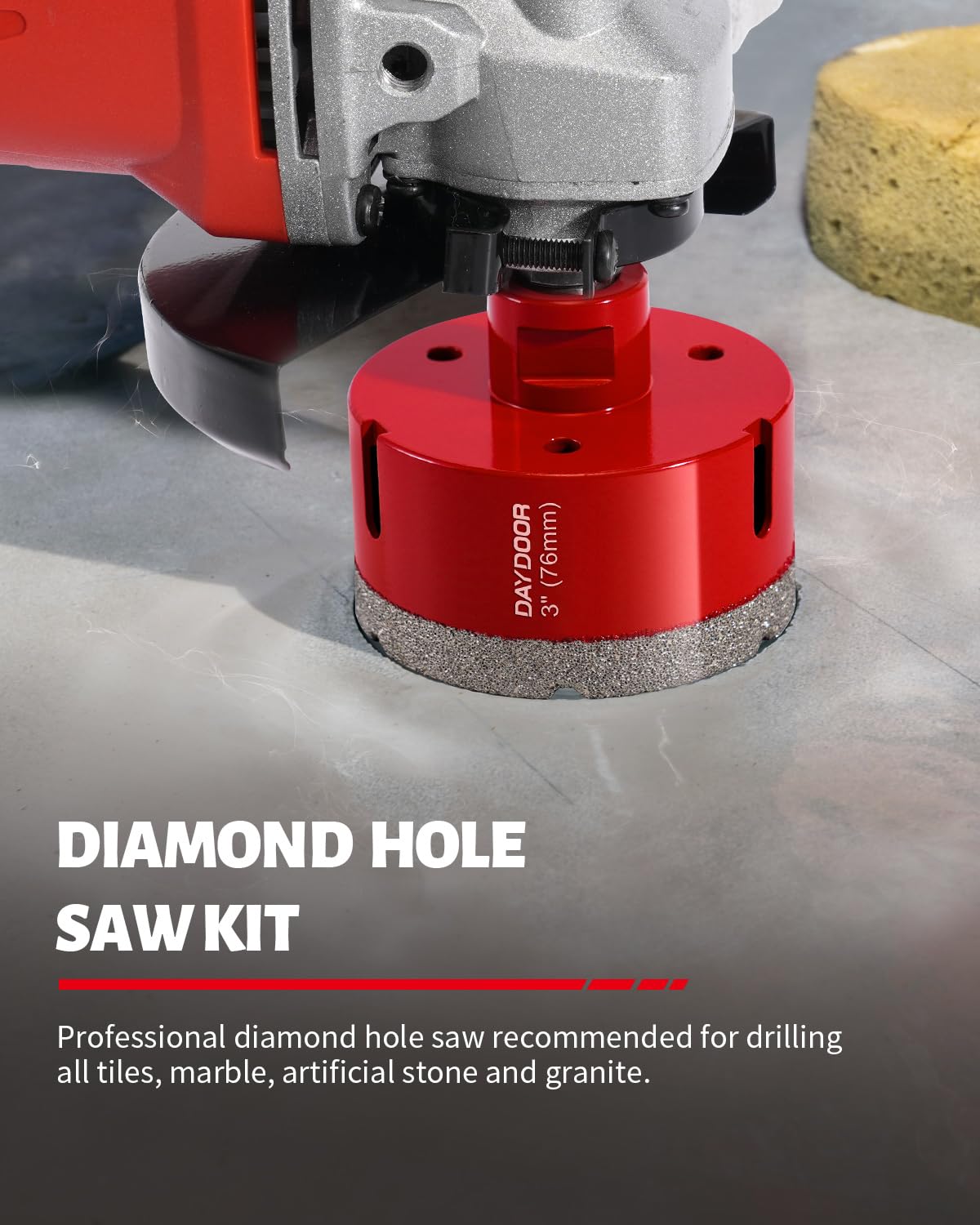DAYDOOR Diamond Hole Saw Kit, 13-Piece Tile Hole Saw Kit 6/6/8/20/25/35/51/76/102mm, Vacuum Brazed Core Drill Bits for Porcelain Tile, Granite, Marble, Stone
