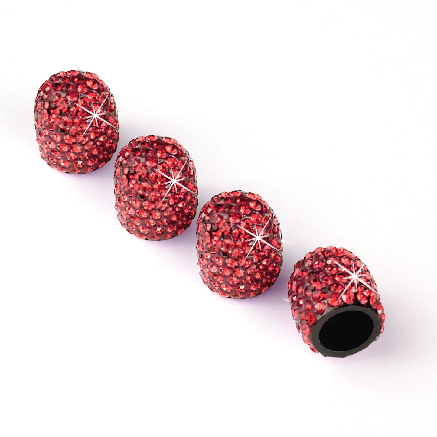 JUSTTOP 4 Pack Handmade Crystal Rhinestone Car Tire Valve Stem Caps, Car Wheel Tire Valve, Attractive Dustproof Bling Car Accessories, Universal for Cars, Trucks and Motorcycles-Pink