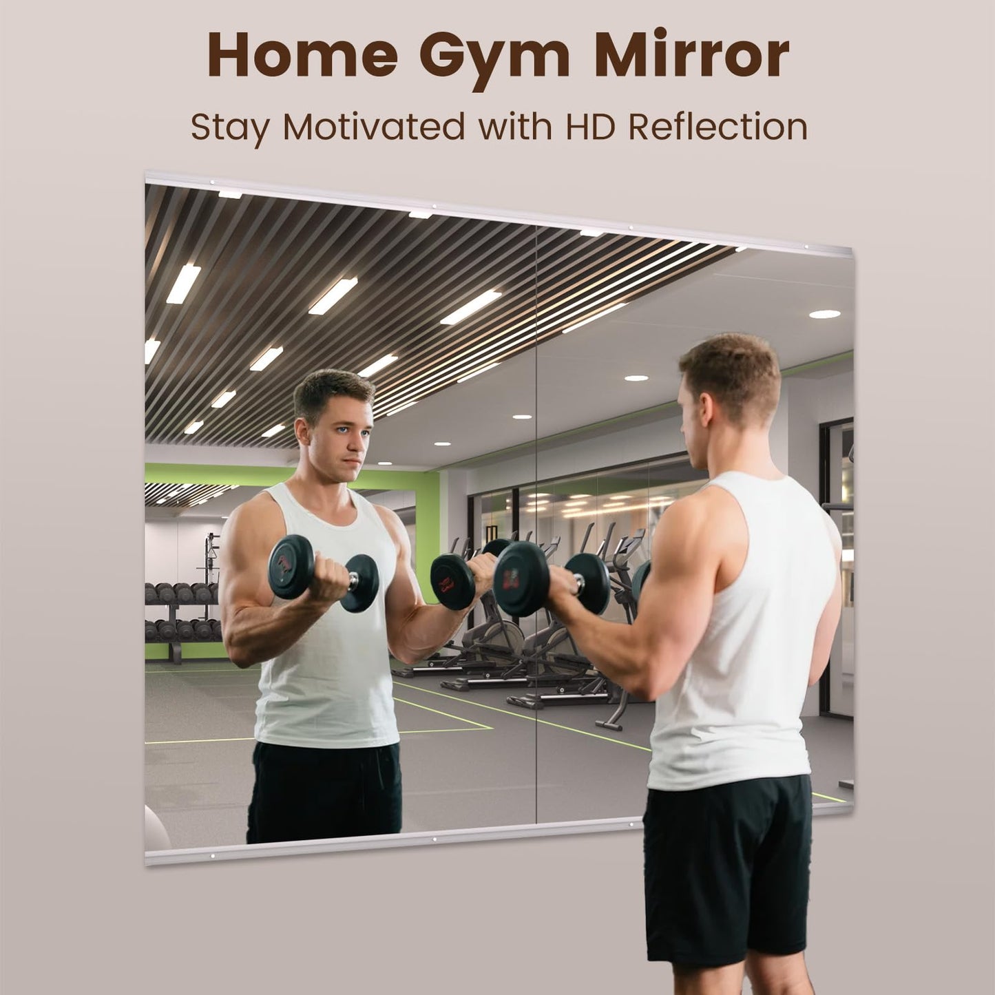 LOAAO Home Gym Mirror, 48"x30"-2 PCS Gym Mirrors for Wall, Frameless, Tempered Glass, Large Workout Mirrors for Home Gym, Dance Studio, Yoga Room, Garage Gym