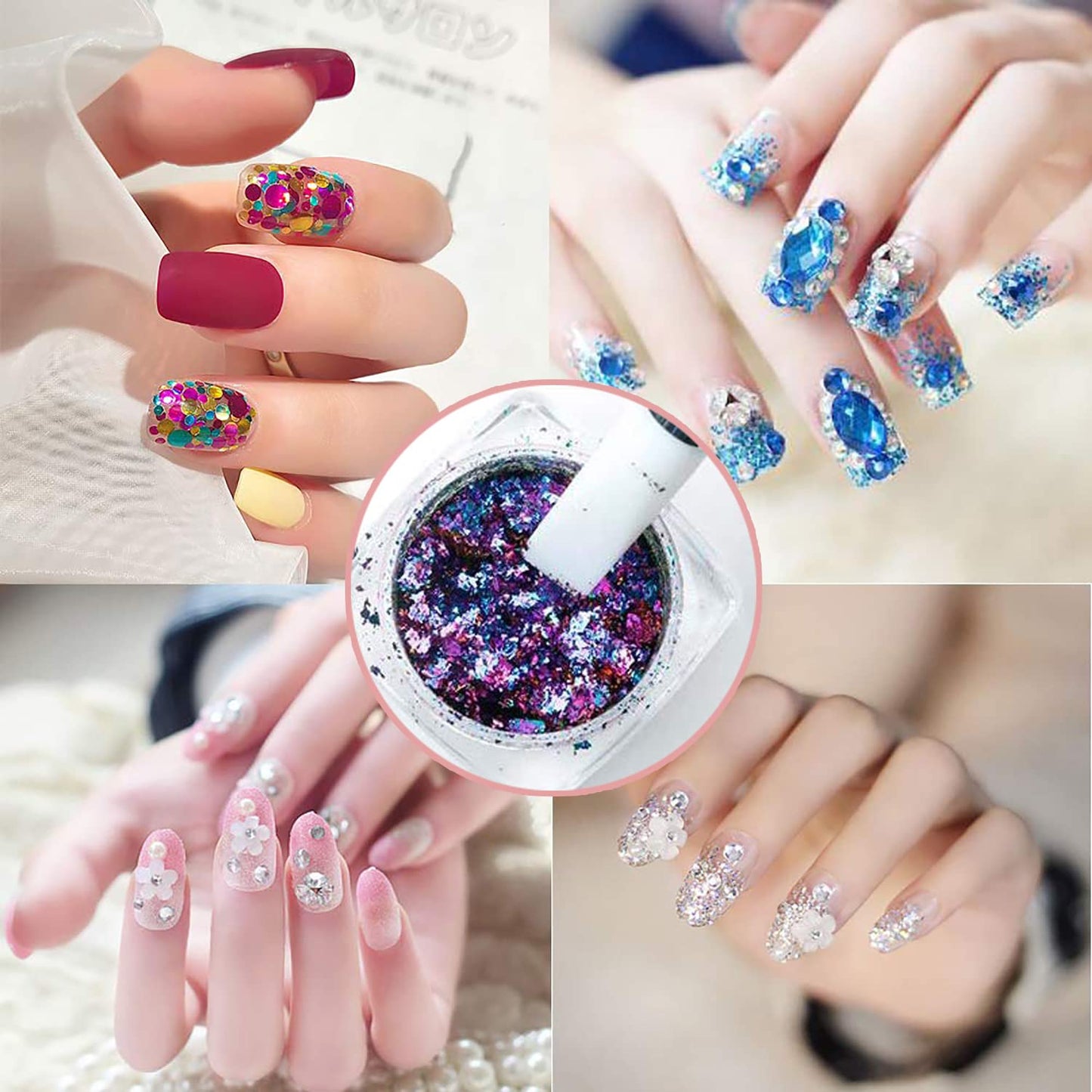 SILPECWEE 10 Pieces Dual Tipped Silicone Nail Tools Nail Art Sculpture Pen Rhinestone Nail Polish Carving Pen Acrylic Nail Brush Nail Art Brushes Nail Painting Kit for Salon DIY