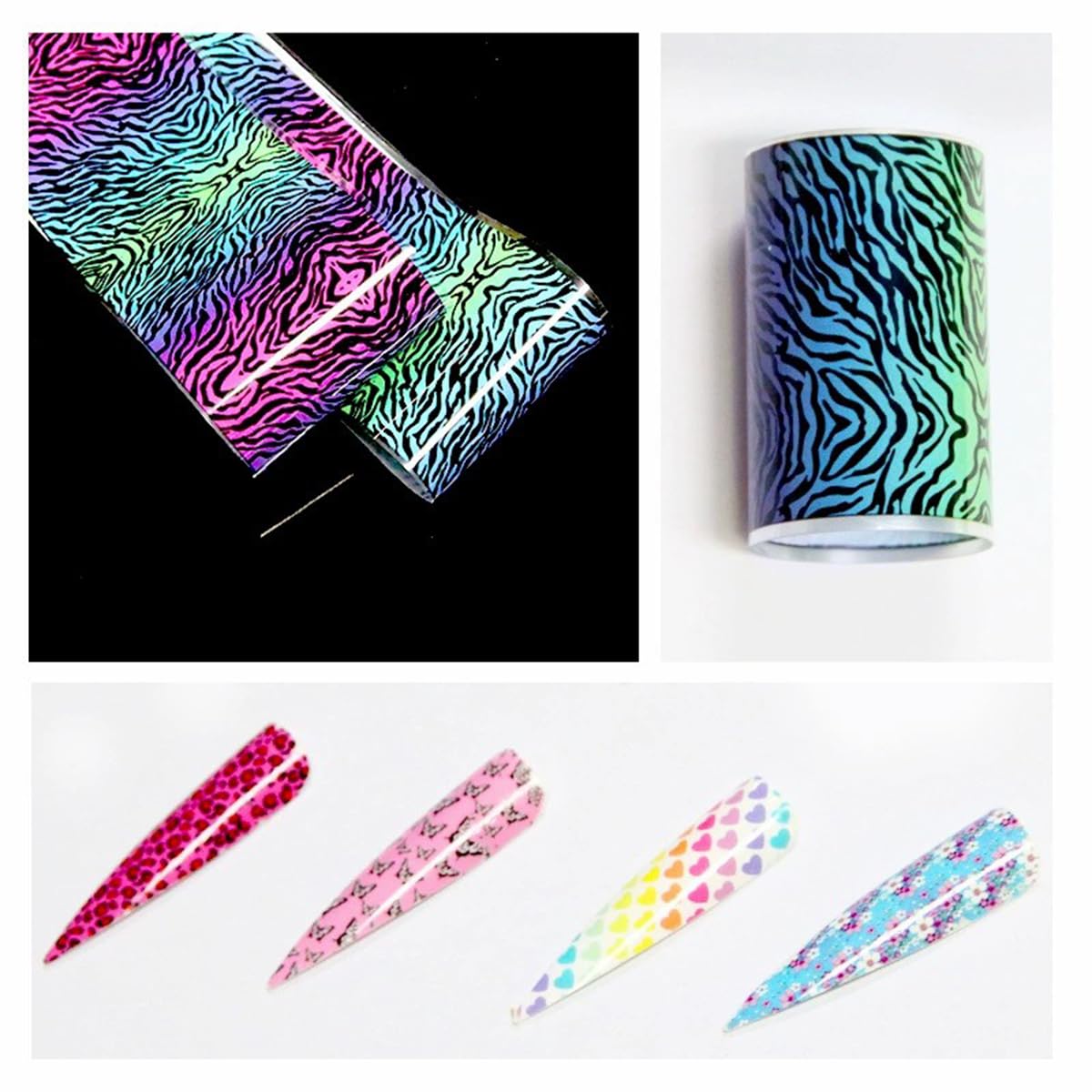 Leopard Print Nail Art Foils Transfer Stickers Spring Flowers Butterfly Nail Foils Adhesive Decals Nail Art Supplies Heart Star Polka Dot Starry Sky Paper Transfer Sliders for Women Nail Decorations