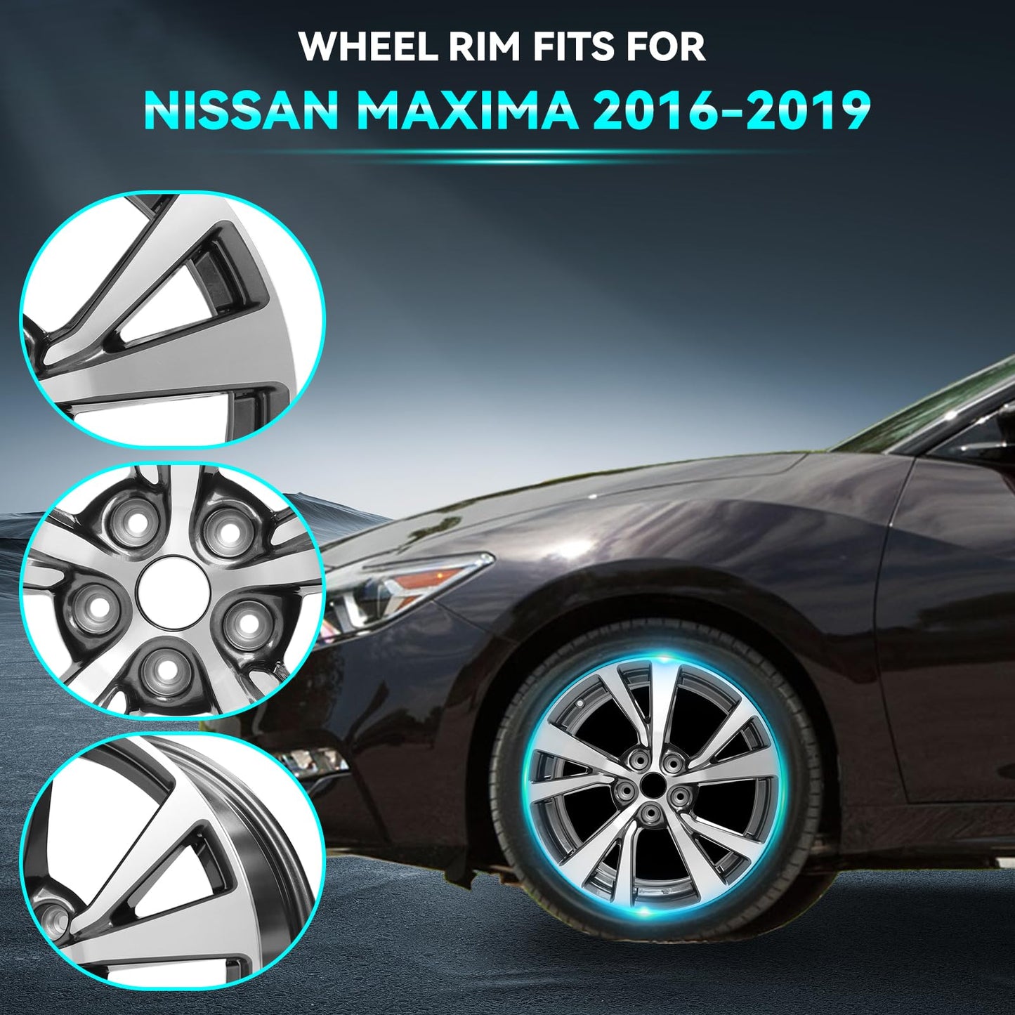 HOLUEKU New Single 18x8.5 Inch 18 Inch Premium Aluminum Alloy Wheel Rim Fits for 2016 2017 2018 2019 Nissan Maxima, OEM Design Replacement Rim OE Stock Specs