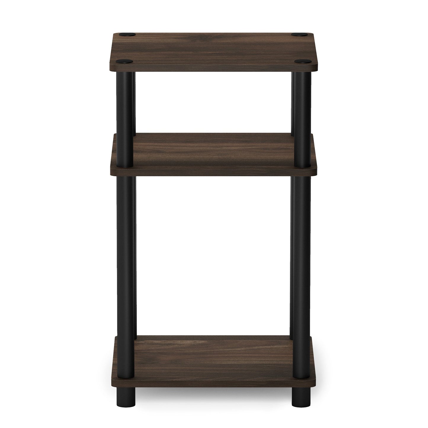 Furinno Just 3-Tier Turn-N-Tube End Table / Side Table / Night Stand / Bedside Table with Plastic Poles, 2-Pack, Columbia Walnut/Black