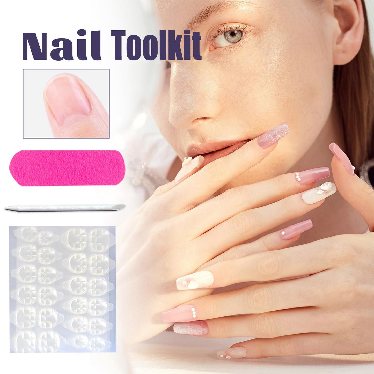 24Pcs Flower Press on Nails Medium Ballet Shaped Butterfly False Nail Colorful Floral Pattern Design Full Cover Artificial Stick on Nail Press Ons with Blossom Glossy Acrylic Glue on Nails for Women