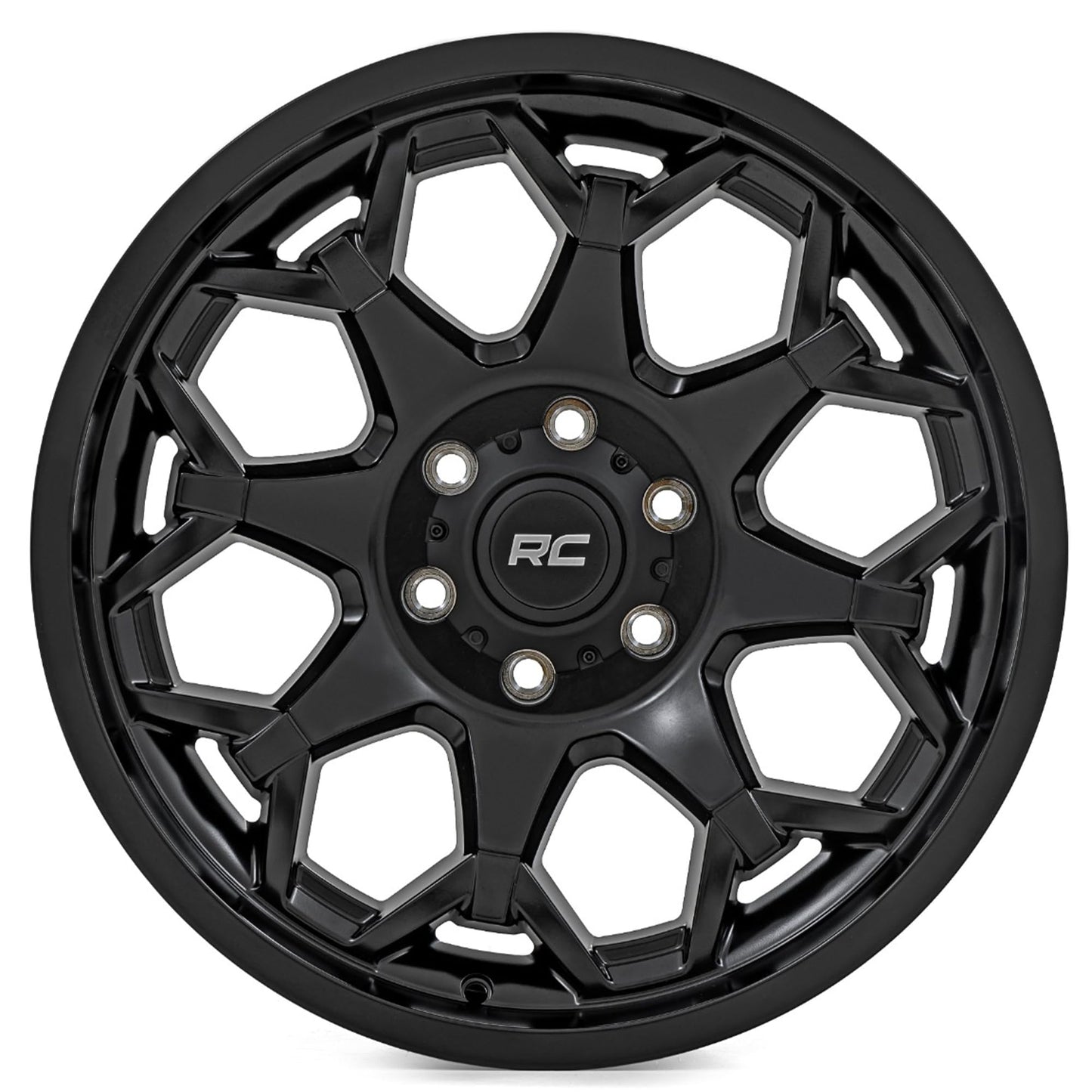 Rough Country 80 Series 20x10 Wheel - 5x5.0" Bolt Pattern, 25mm Offset, One-Piece Aluminum, Semi-Gloss Black Off-Road Rim for Jeeps, Trucks, SUV