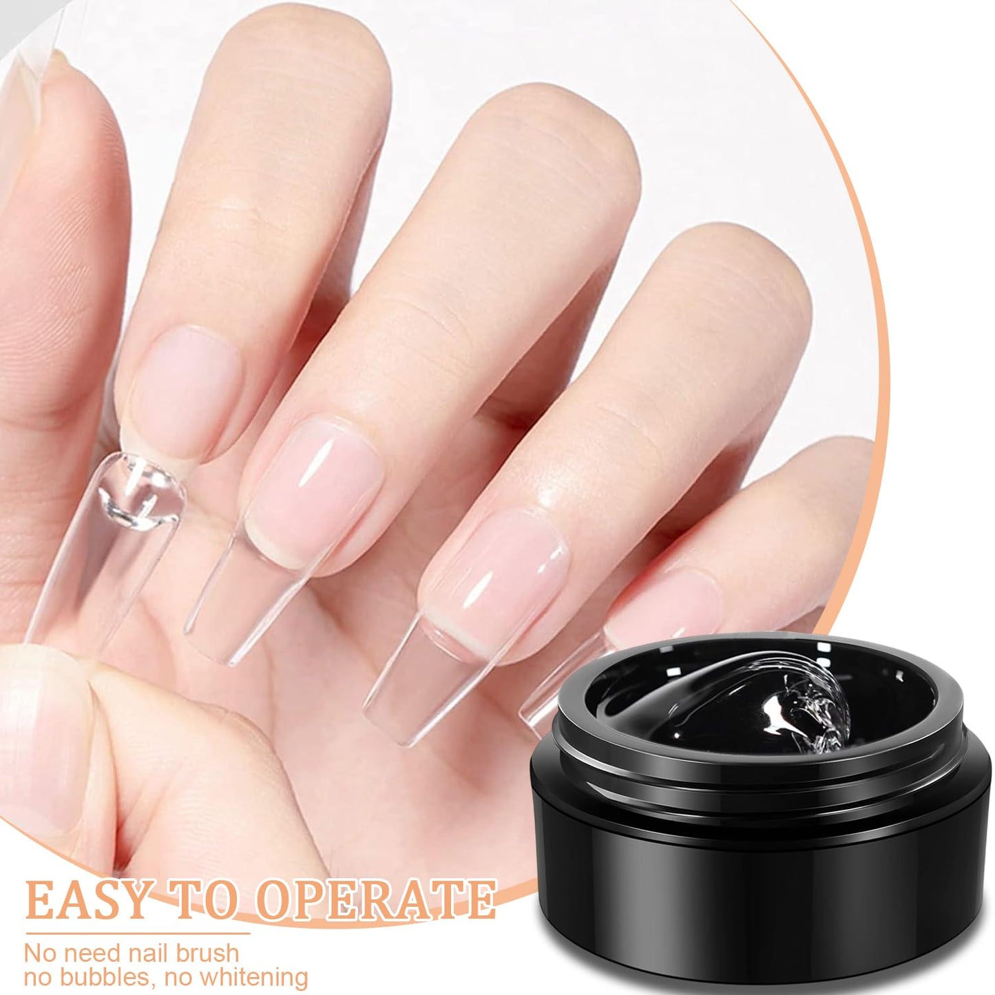Solid Nail Glue Gel for Press On Nails Fake Nails Strong Clear Nail Tips Hard Gel for False Nails Nail Art DIY Home, UV Light Cured (Solid Glue for False Nail Tips, 30ml)