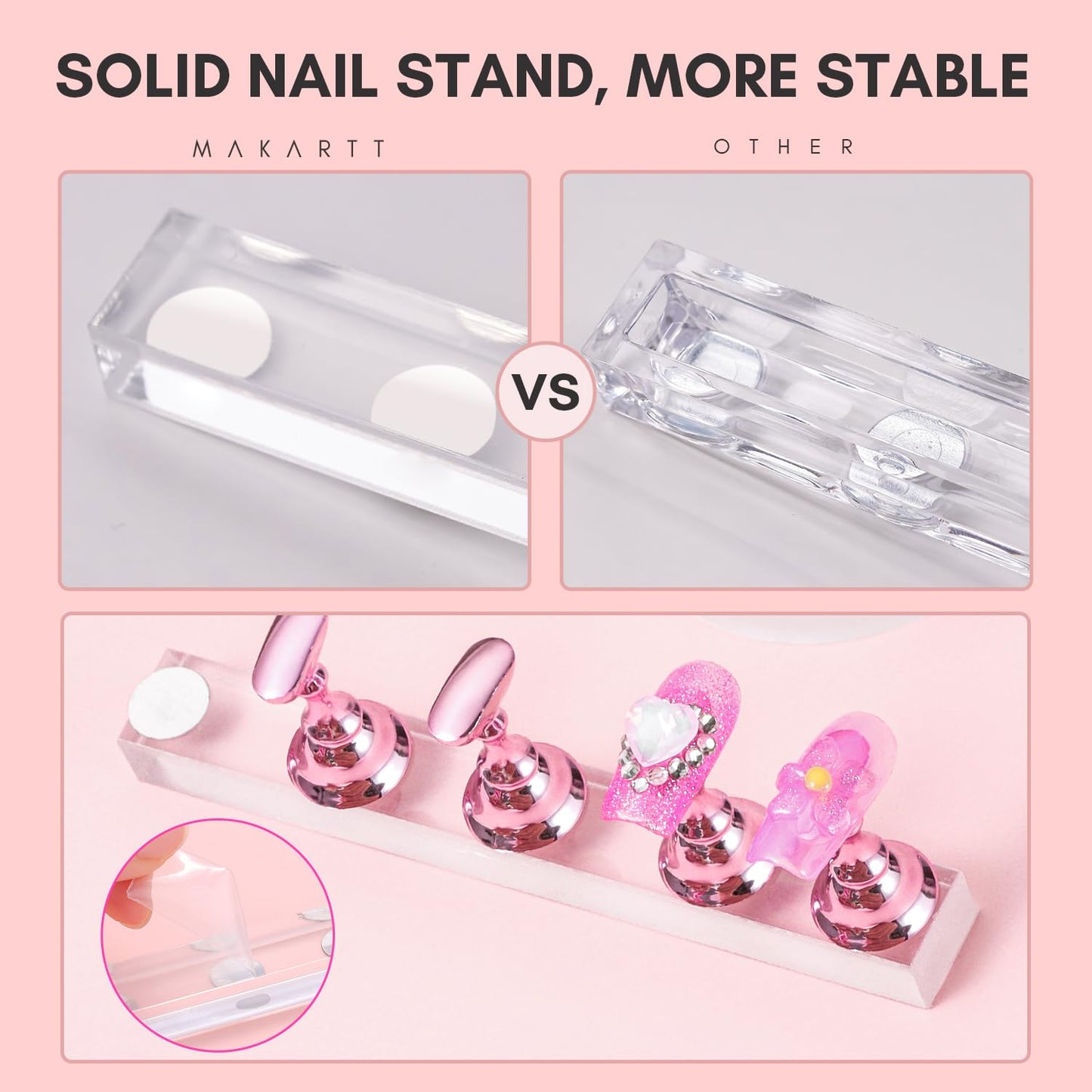 Makartt Gel Top Coat, No Wipe Top Coat Glossy Shine Finish Long Lasting Bundle With Nail Stand for Press On Nails Display Practice Art Magnetic Fake Nail Holder