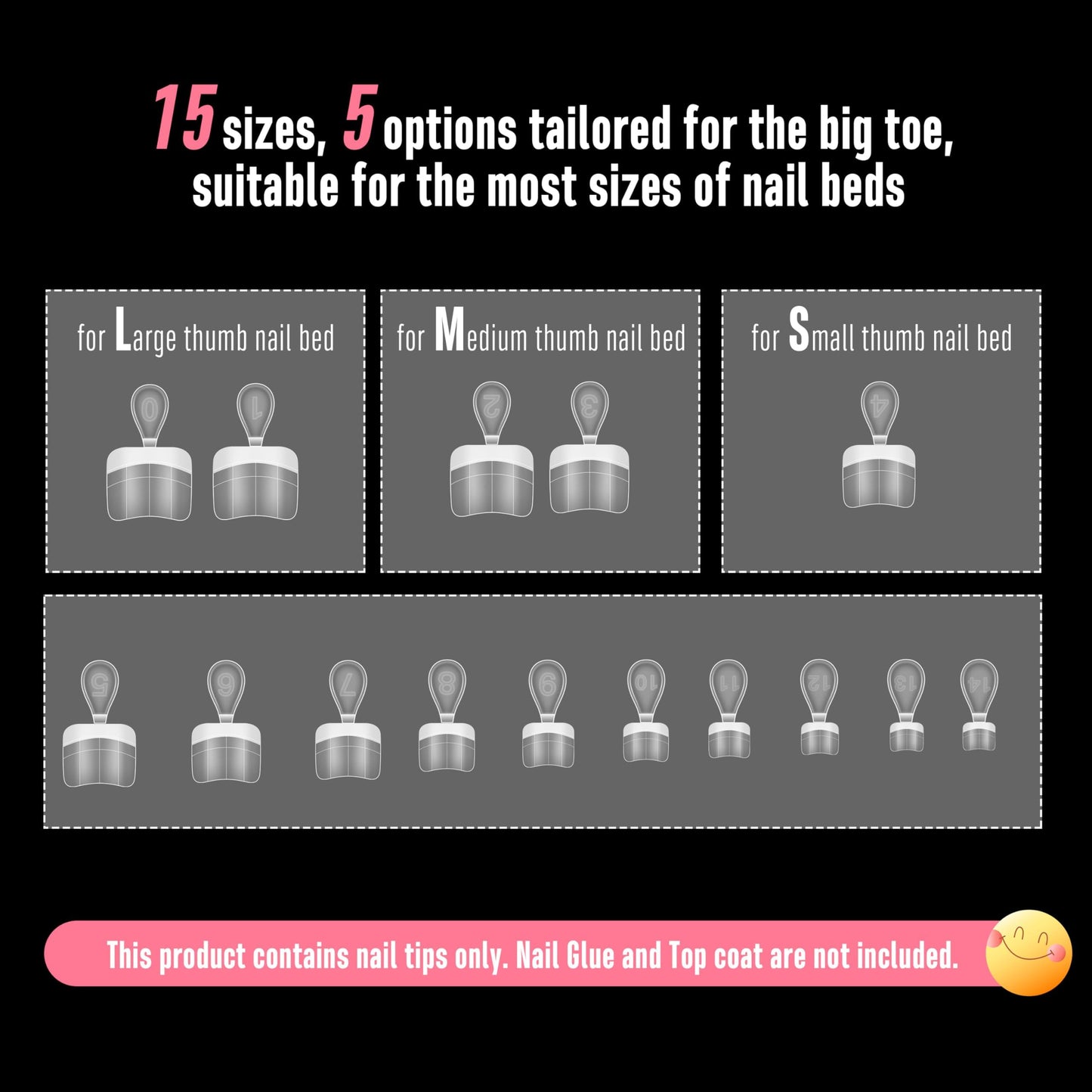 NOVO OVO Round Half Cover Toe Nail Tips White French, Soft Gel False Toenails for Pedicure Extension, Clear Artificial Fake Nails with Auxiliary Line, Pre-designed Acrylic DIY Kit 15 Sizes 240Pcs