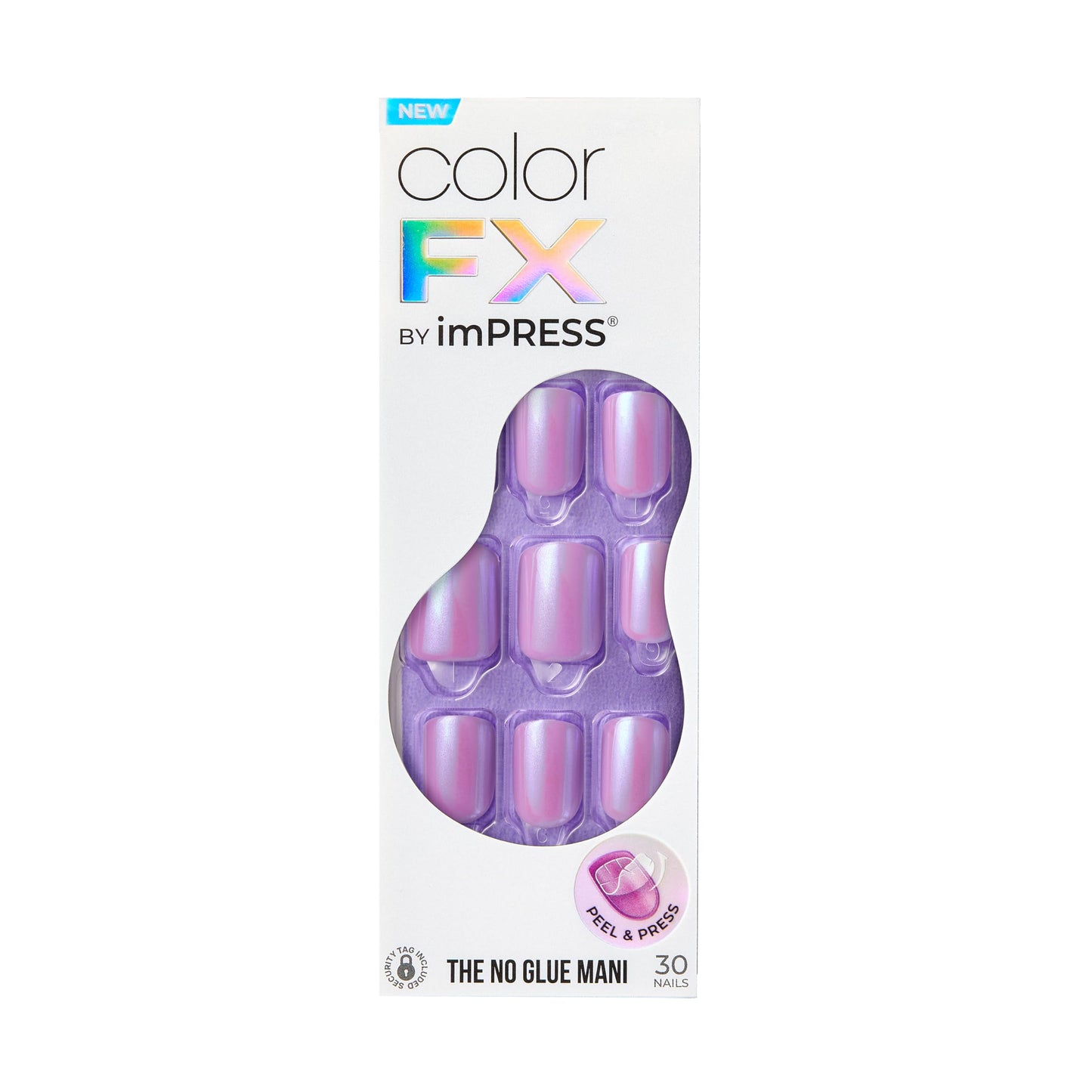 Kiss Impress No Glue Mani Press On Nails, Color FX, 'Wonder', Purple, Short Size, Squoval Shape, Includes 30 Nails, Prep Pad, Instructions Sheet, 1 Manicure Stick, 1 Mini File