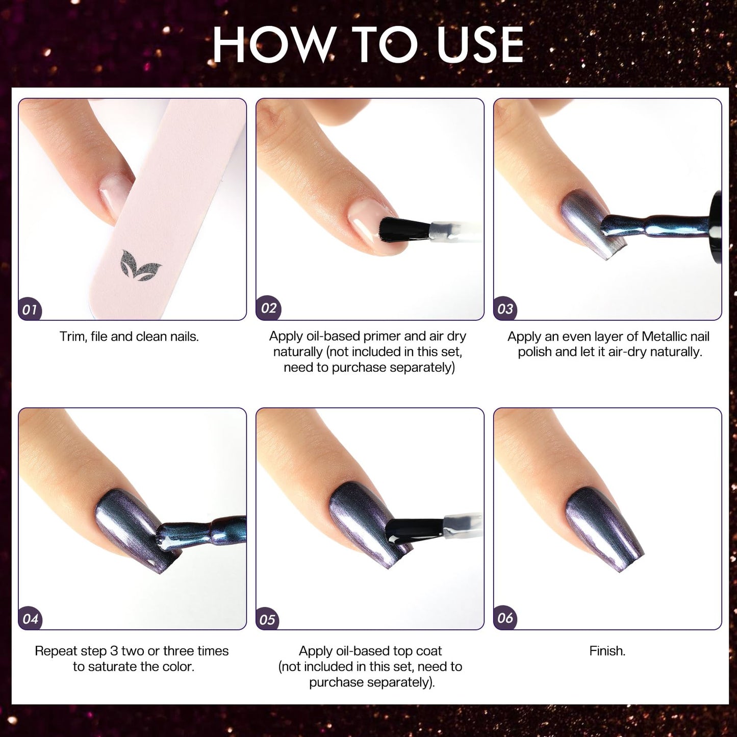 Morovan Fingernail Nail Polish Set: Holographic Metallic Ombre Lacquer Air Dry Nail Polish Regular Nail Pack 0.27oz Glitter Finger Nail Bulk Toenail Polish Kit Halloween Fall Gift for Women