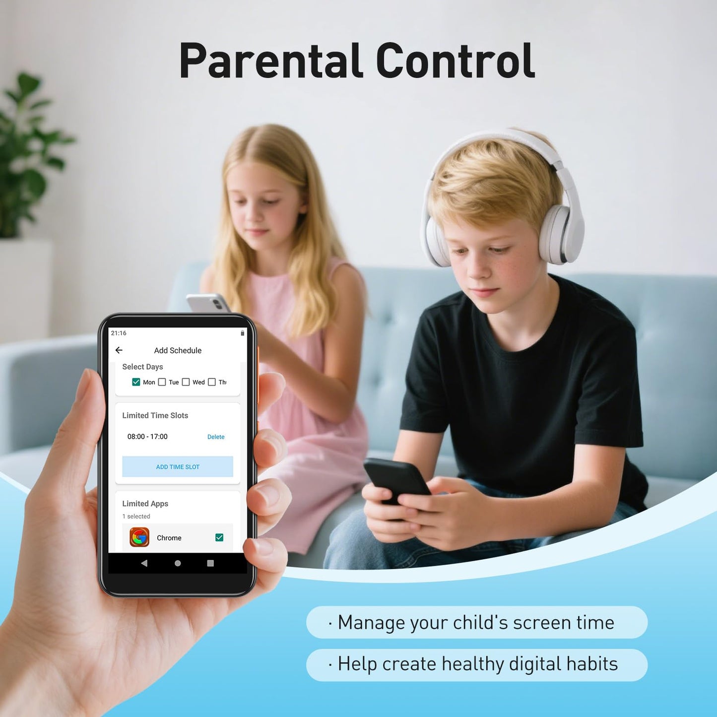 AGPTEK 80GB MP3 Player for Kids with Bluetooth and WiFi, T07S 4'' Music Player with Parental Controls, Spotify Kids, Up to 512GB, Black
