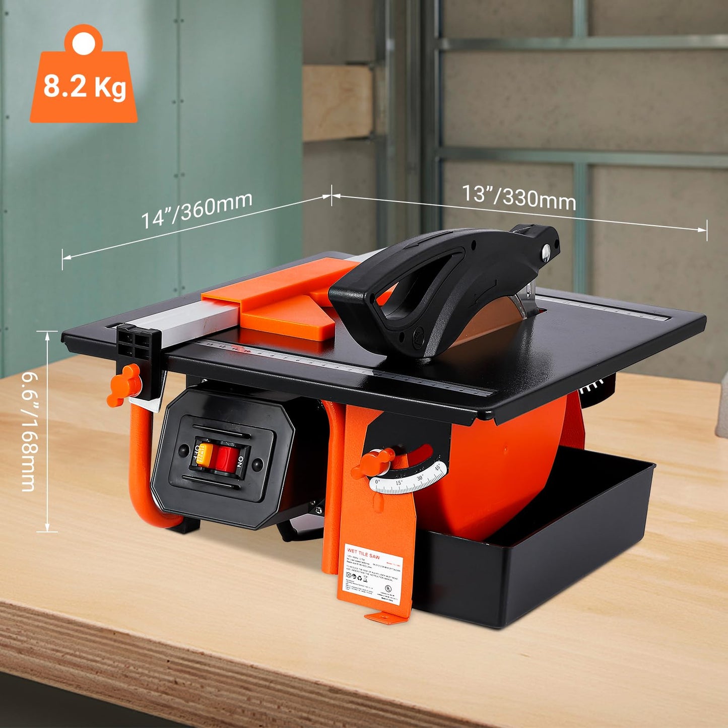 Towallmark 7 inch Wet Tile Saw, 3450 RPM, Bevel cuts tile from 0 to 45 Degrees, Tile Cutter Wet Saw with Water Reservoir for Cutting Tiles and Stones, for DIY Enthusiasts
