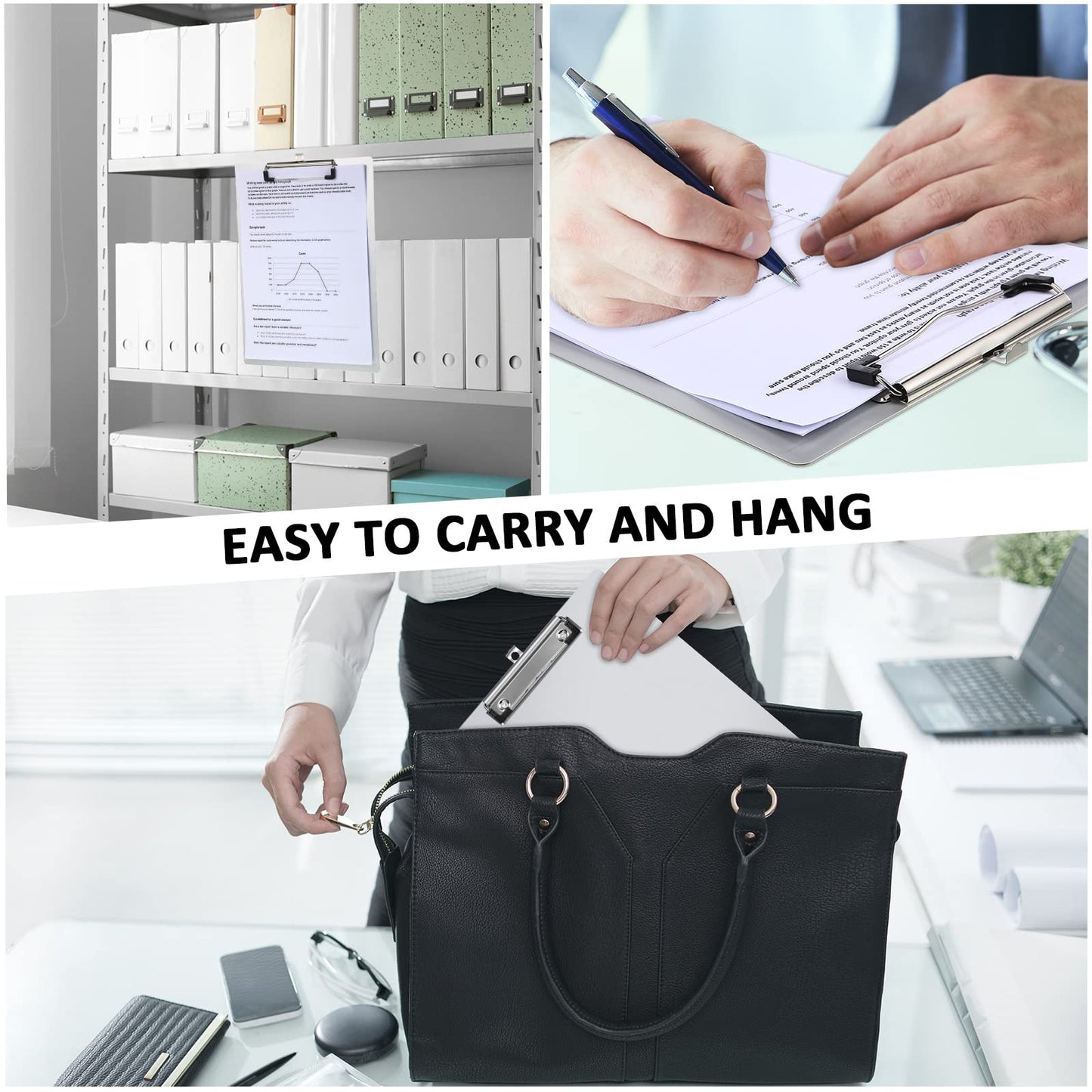 Epakh 12 Pieces Clipboard Bulks Metal Clipboard Aluminum Office Low Profile Clip Standard A4 Letter Size Metal Clip Board, Size 12.5 x 9 Inch