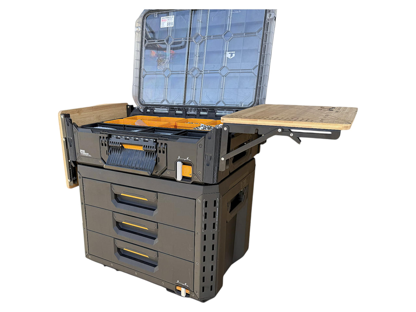 Quick Detaching/Folding Bamboo Table, Compatible with StackTech Toolbox