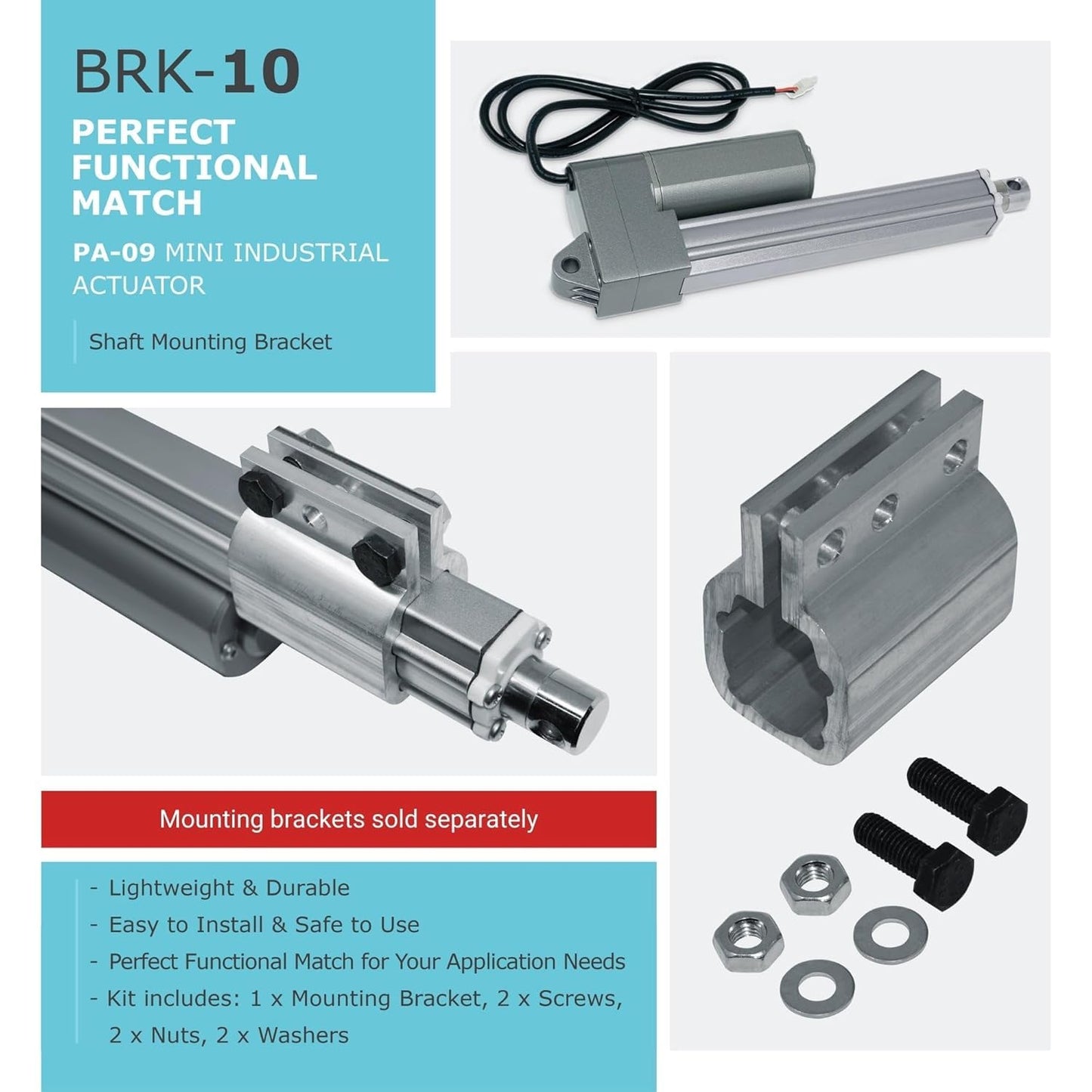 Progressive Automations 12V Industrial Linear Electric Actuator - 10 inches, High Force 330 lbs, Stainless Steel Rod, Brushed DC Motor, Durable Stroke for Marine, Automation, Robotics, PA-09-10-330