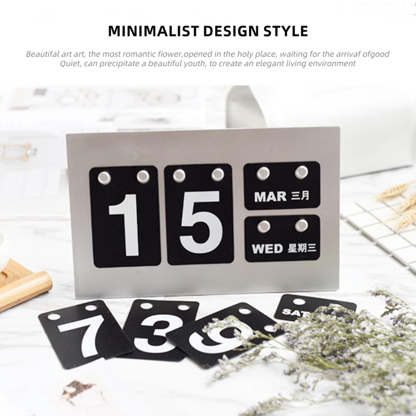 Calendar for Desk, Daily Desktop Perpetual Desk Calendar, Cute Date Display Desk Accessory for Home Office Decor, Teacher, Classroom, Reusable Yearly (BLACK)