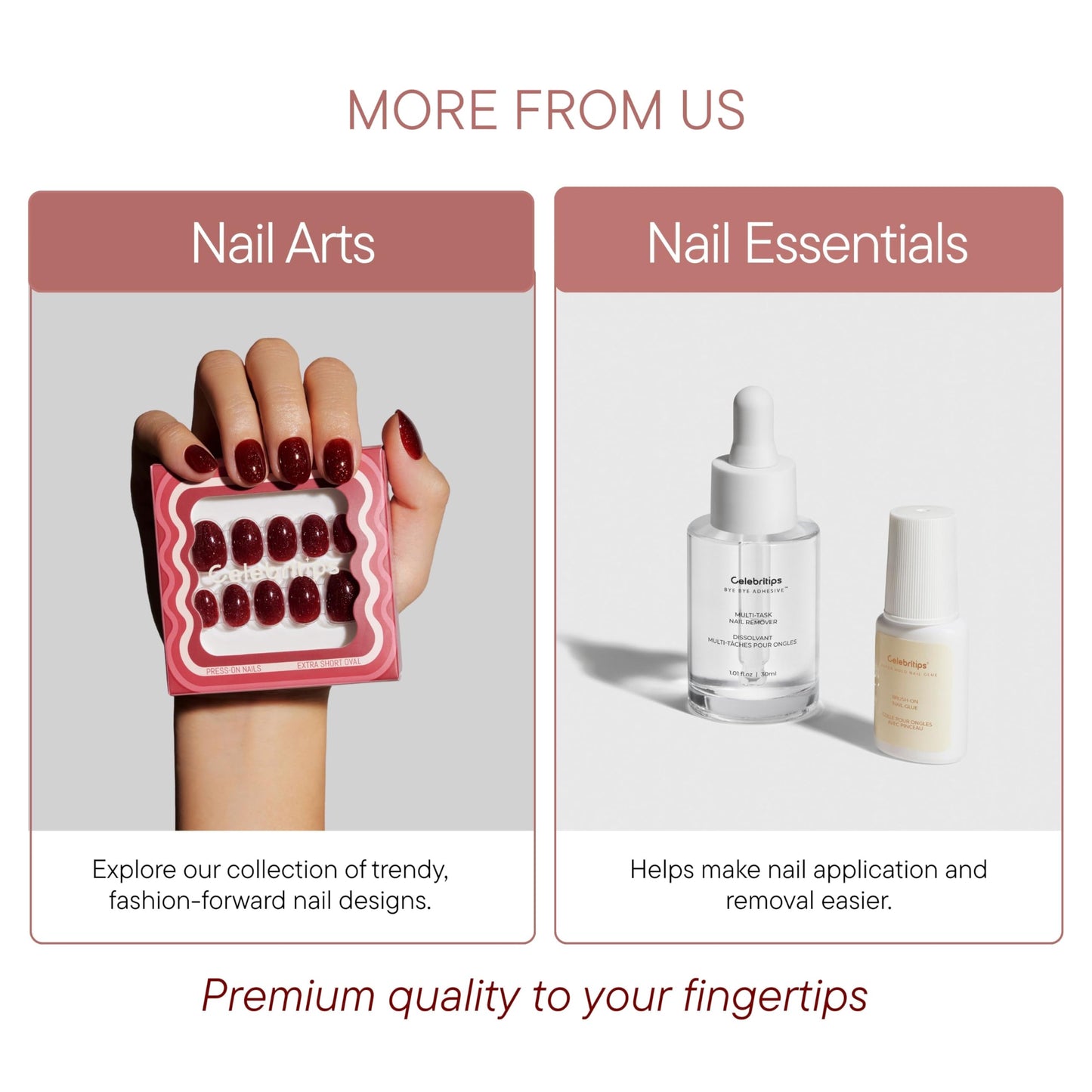 Celebritips Press On Nails - Salon U-ltimate™ | Sheer Milk, Extra Short Almond Nails, Reusable | 16 sizes - 32 Nails Kit with Glue and Sticky Tabs