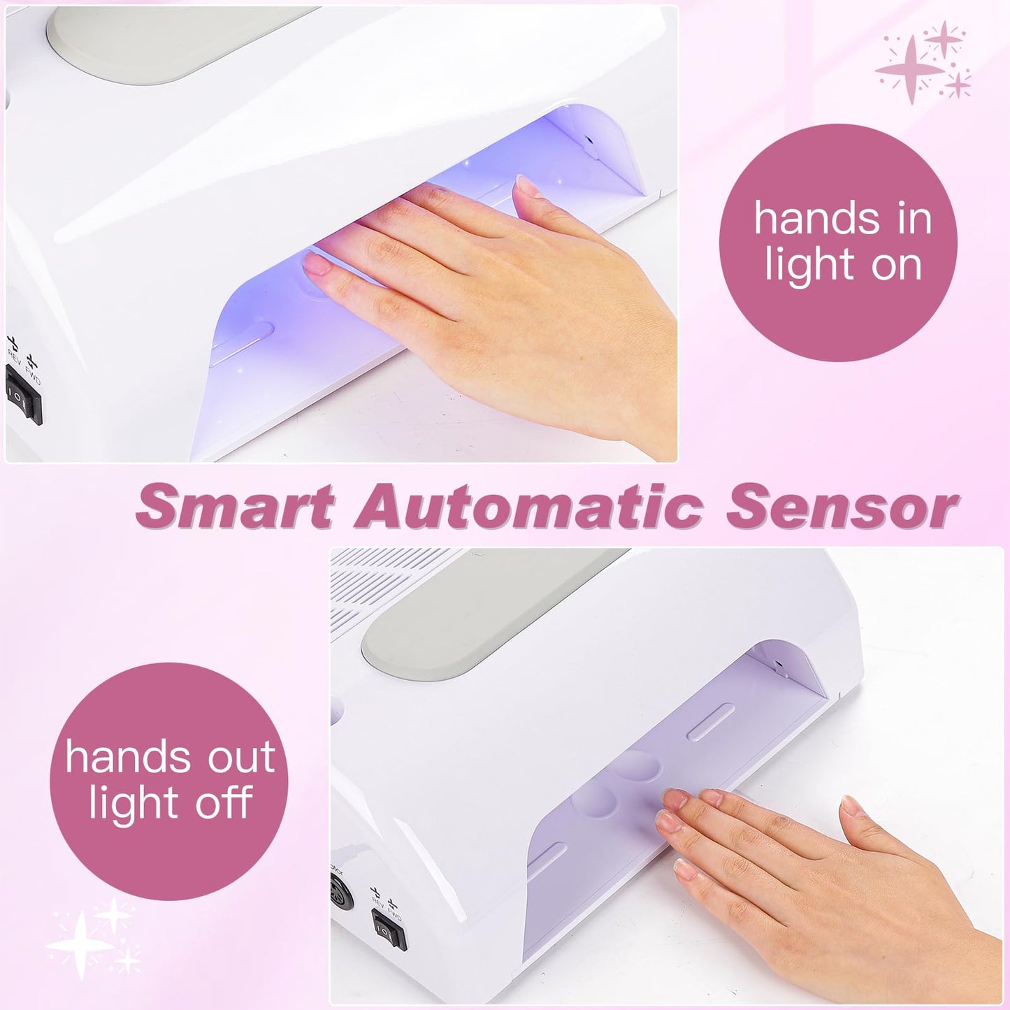 Biutee Nail Dust Collector 5 in 1 80W Nail Vacuum Dust Collector Extractor Professional 30000rpm Electric Nail Drill Machine with 48W/96W UV LED Nail Lamp Nail Art Tool With LED Light