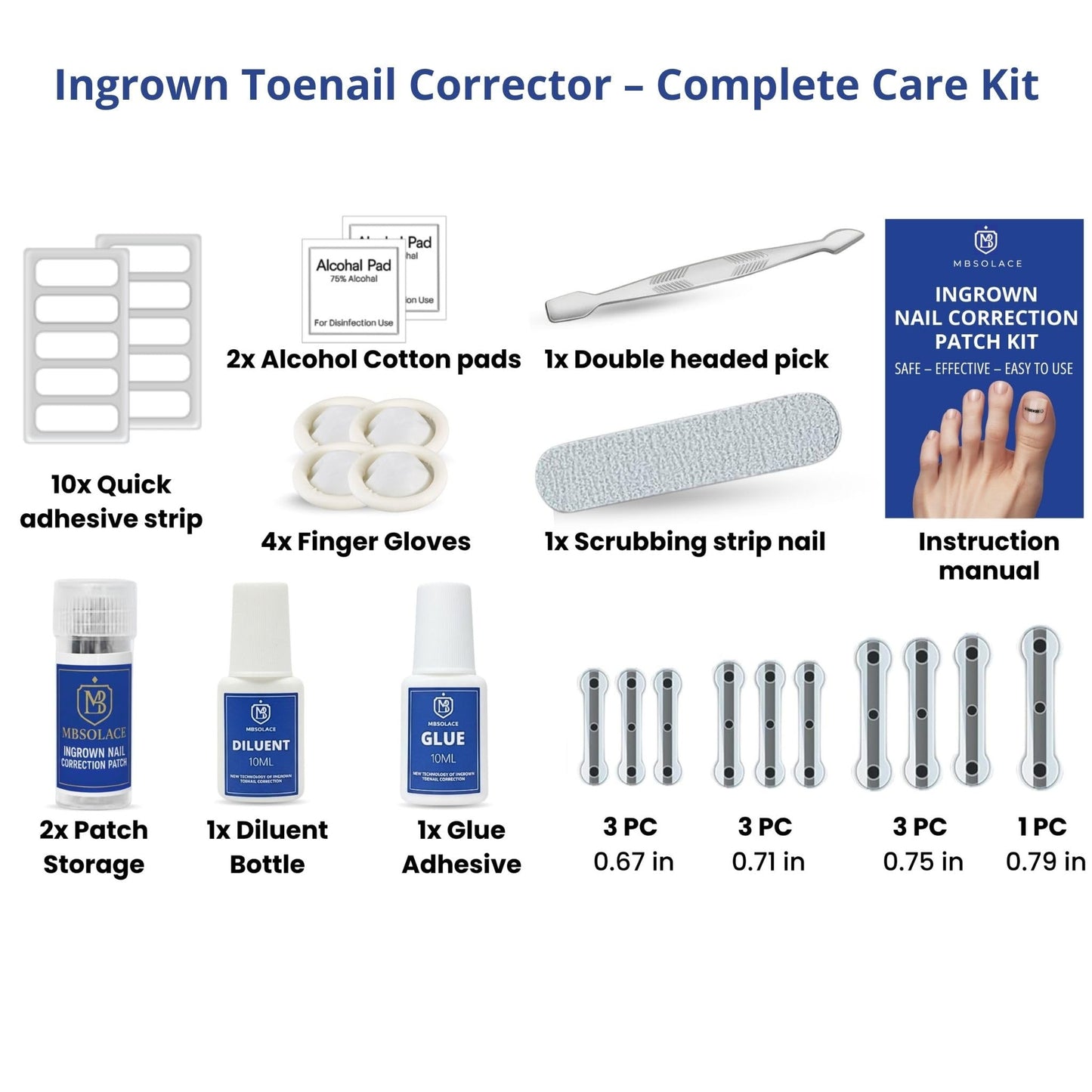 Premium Titanium Alloy Ingrown Toenail Corrector & Treatment Kitโ Hypoallergenic Curved Toenail Corrector Stripsโ Toenail Straightener, Water-Resistant, Quick Relief, Easy Home Use, 10 Pcs in 4 Sizes