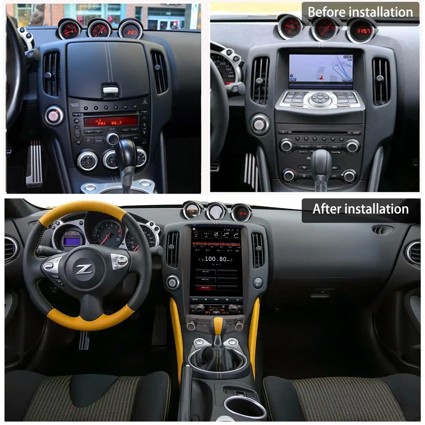 HoeeNilsa for Nissan 370Z 2009-2021 Android 14 Car Stereo Radio 13.8-Inch 370Z Tesla Style Vertical IPS Touchscreen with GPS Navigation DSP Multimedia Player Build in Wireless Carplay Bluetooth