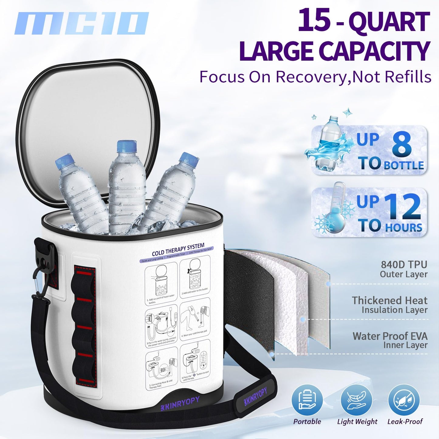 Cold Therapy Machine with Programmable Timer, Portable Ice Machine for Knee After Surgery, Knee Replacement Recovery System, Cryotherapy Pain Relief w/Compression Pad for,Shoulder, Hip and Ankle