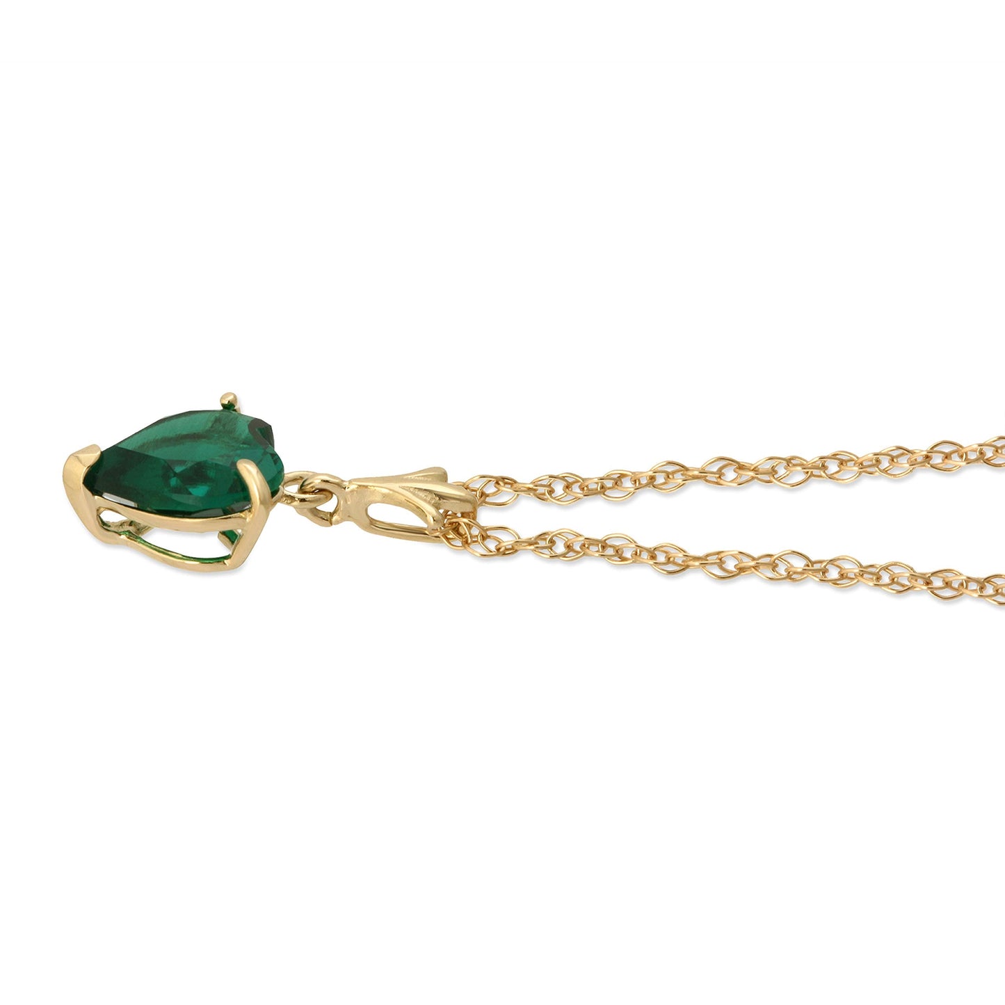 Galaxy Gold GG 14K Solid Yellow Gold Lab Grown Emerald Heart Necklace and Earring Set for Women, 18 Inch Chain, Fine Jewelry