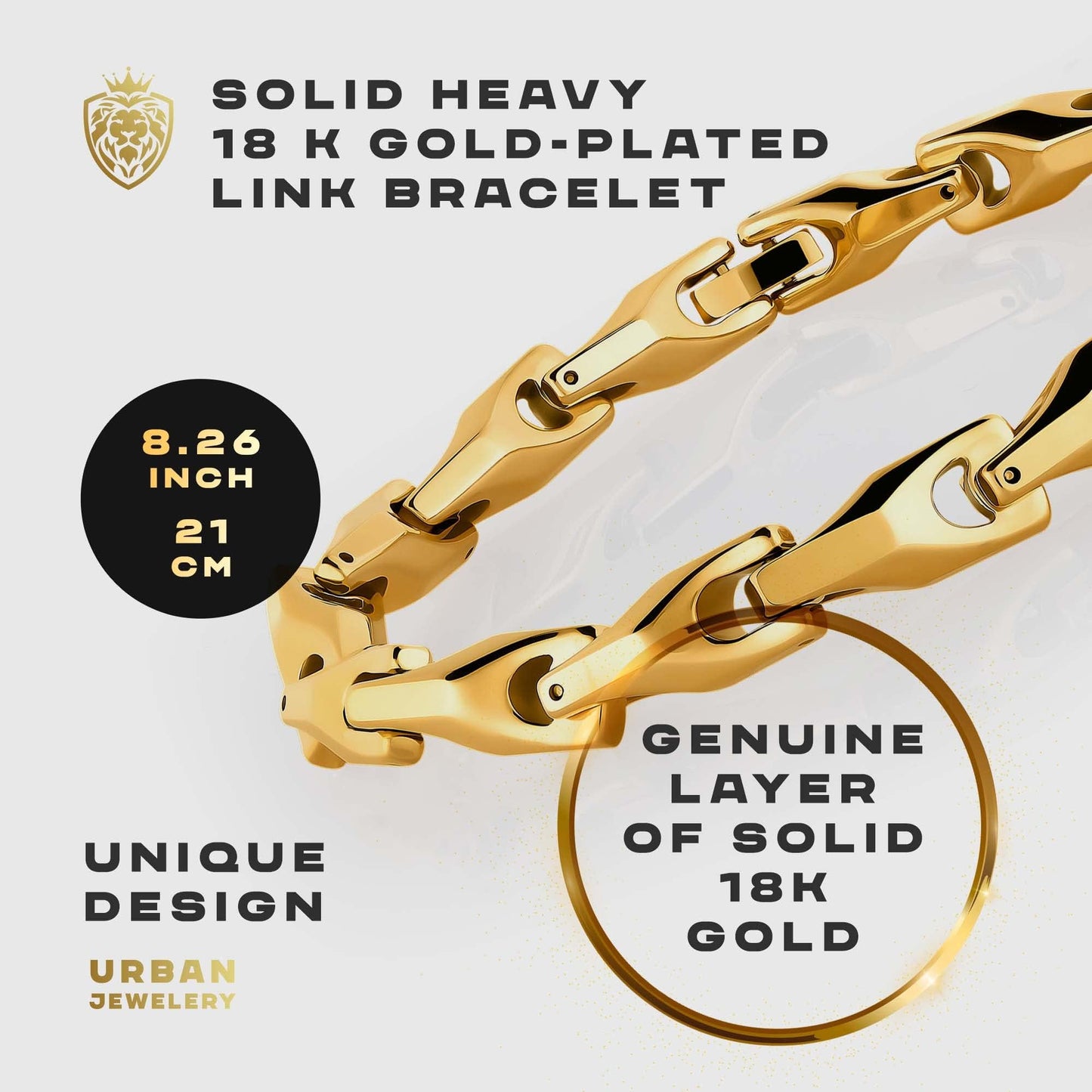 Urban Jewelry Astro Snake Bracelet & Necklace Set 18K Gold Plated/Stainless steel Men's Heavy Weight Tungsten Carbide Base Link Necklace Chain