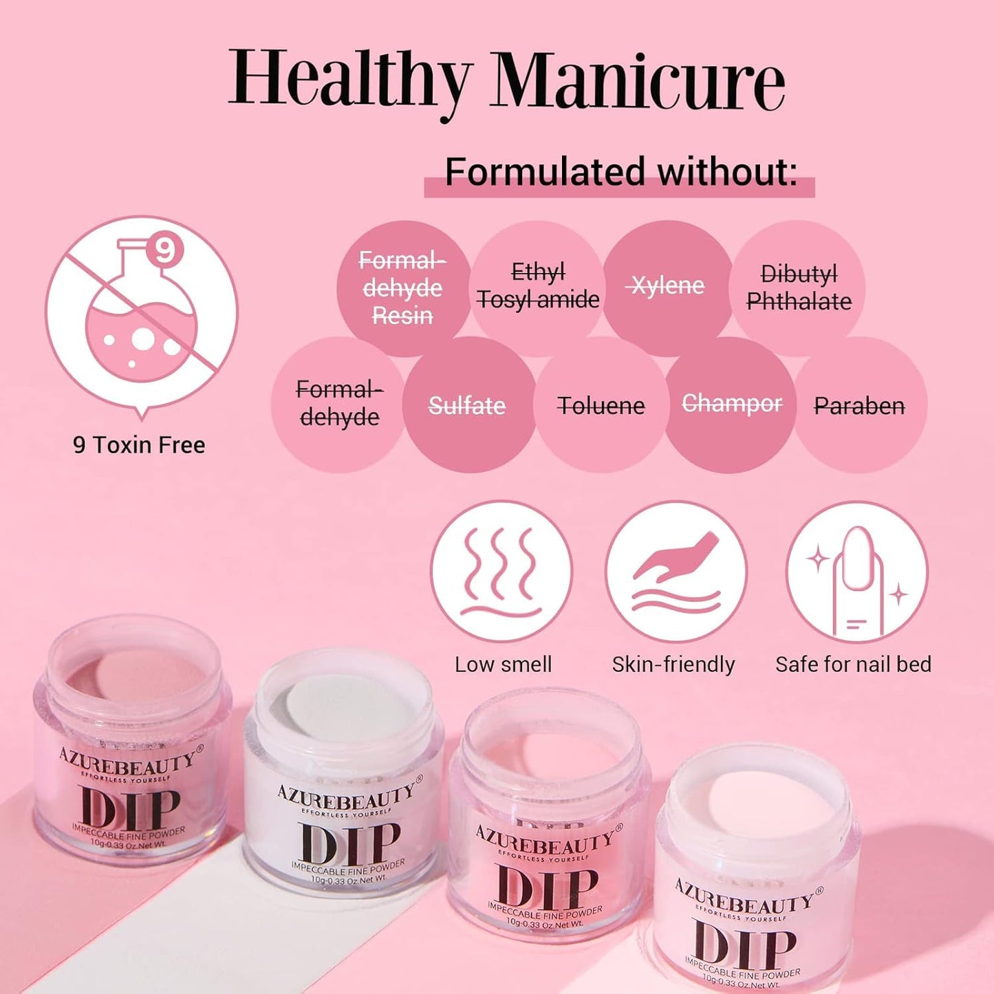 AZUREBEAUTY Dip Powder Nail Kit, 4 Colors Gentle Nude Pink Gary Neutral Dipping Powder System Liquid Set Recycling Tray with Base & Top Coat Activator for French Nail Art Manicure Salon DIY at Home