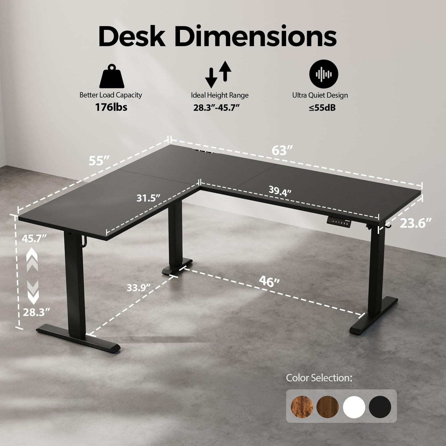 Agilestic 63 x 55 Inch L Shaped Standing Desk Adjustable Height, Corner Standing Desk, Sit Stand Up Computer Table, Splice Board, Black