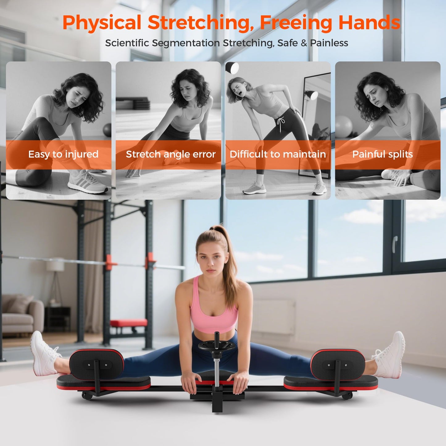 Loyesm 330LBS Heavy Duty Leg Stretcher Machine - Steel Frame Split Trainer with Adjustable Soft Padding, Flexibility Stretching Equipment for Home Gym, Dance & Yoga