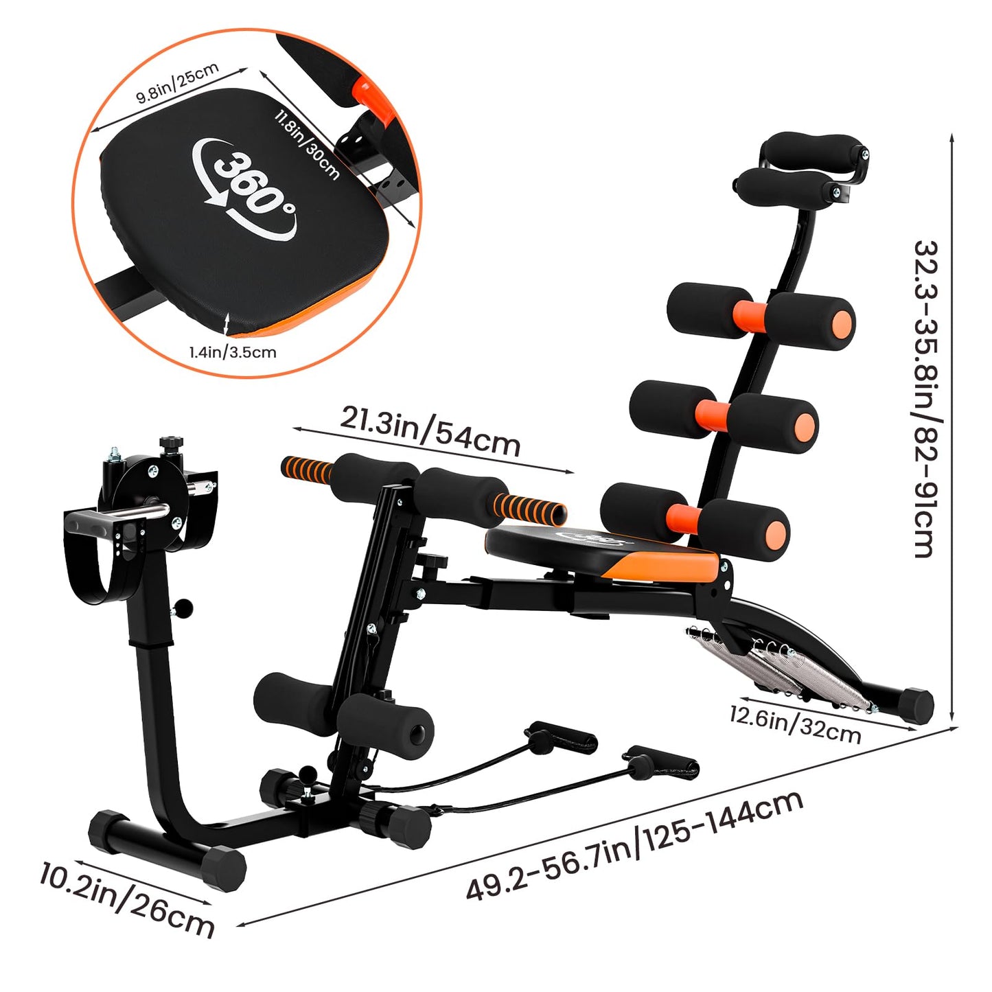 Ab Machine for Home Gym | Adjustable Ab Trainer Bench for Full Body Workout | Multi-Functional Sit Up Machine | Exercise Chair with 300 LBS Weight Capacity