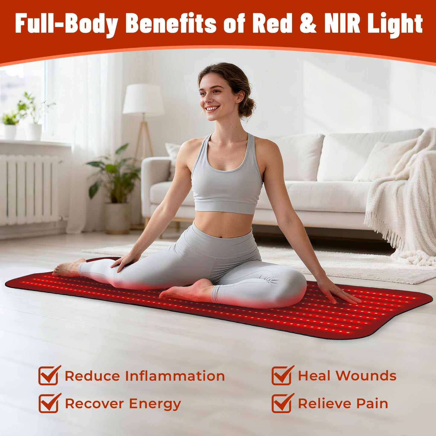 Cosnyu Red Light Therapy Mat for Body, 60''x 24'' Red Light Therapy Pad with Controller, 540pcs 2 in 1 LEDs (660nm & 850nm), Adjustable Timer & Intensity