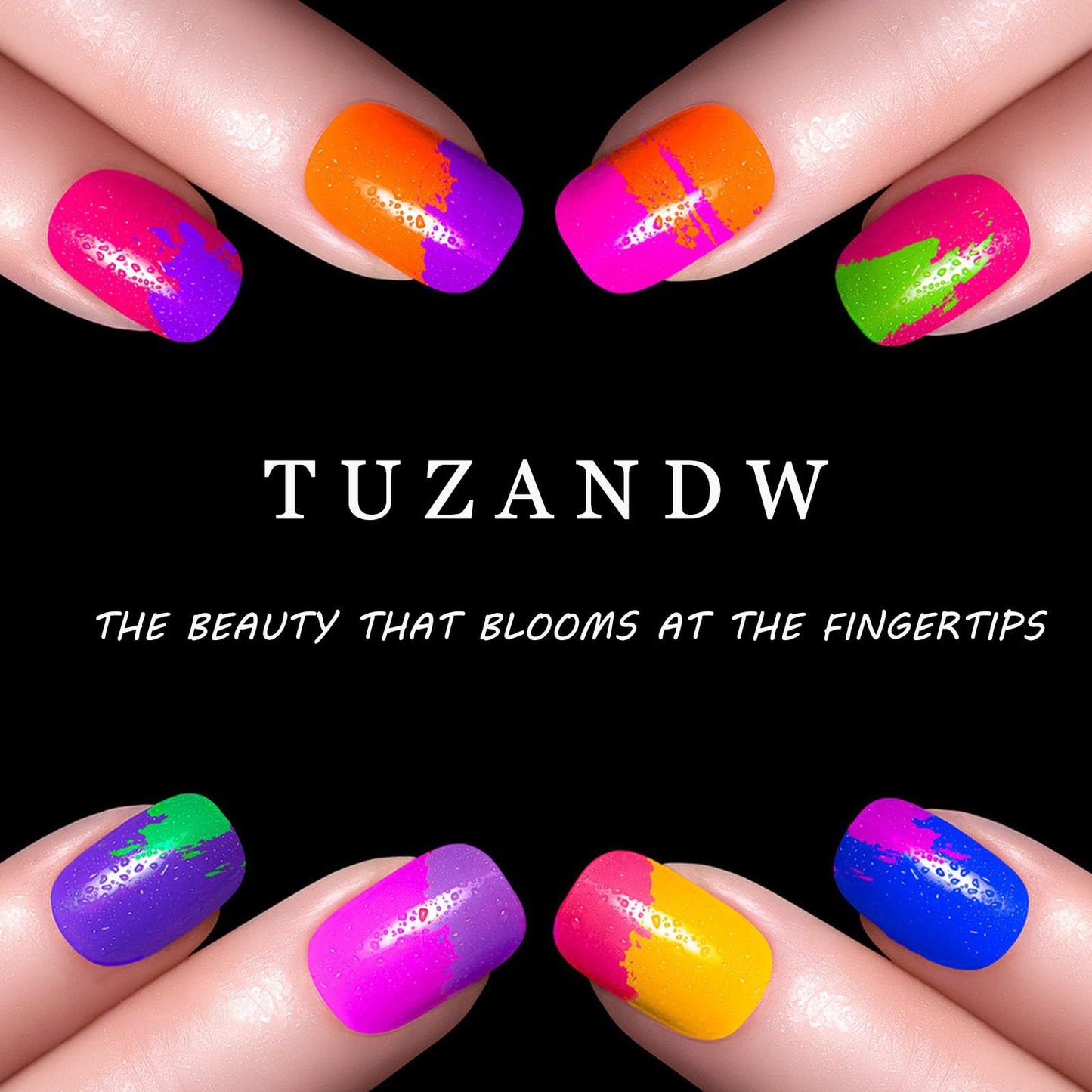 Press on Nails Medium Coffin Fake Nails with Glue Macaron Color Gradient Designs Cute Glue on Nails Medium Length Acrylic Nails Press ons Glitter False Nails for Women 24 Pcs