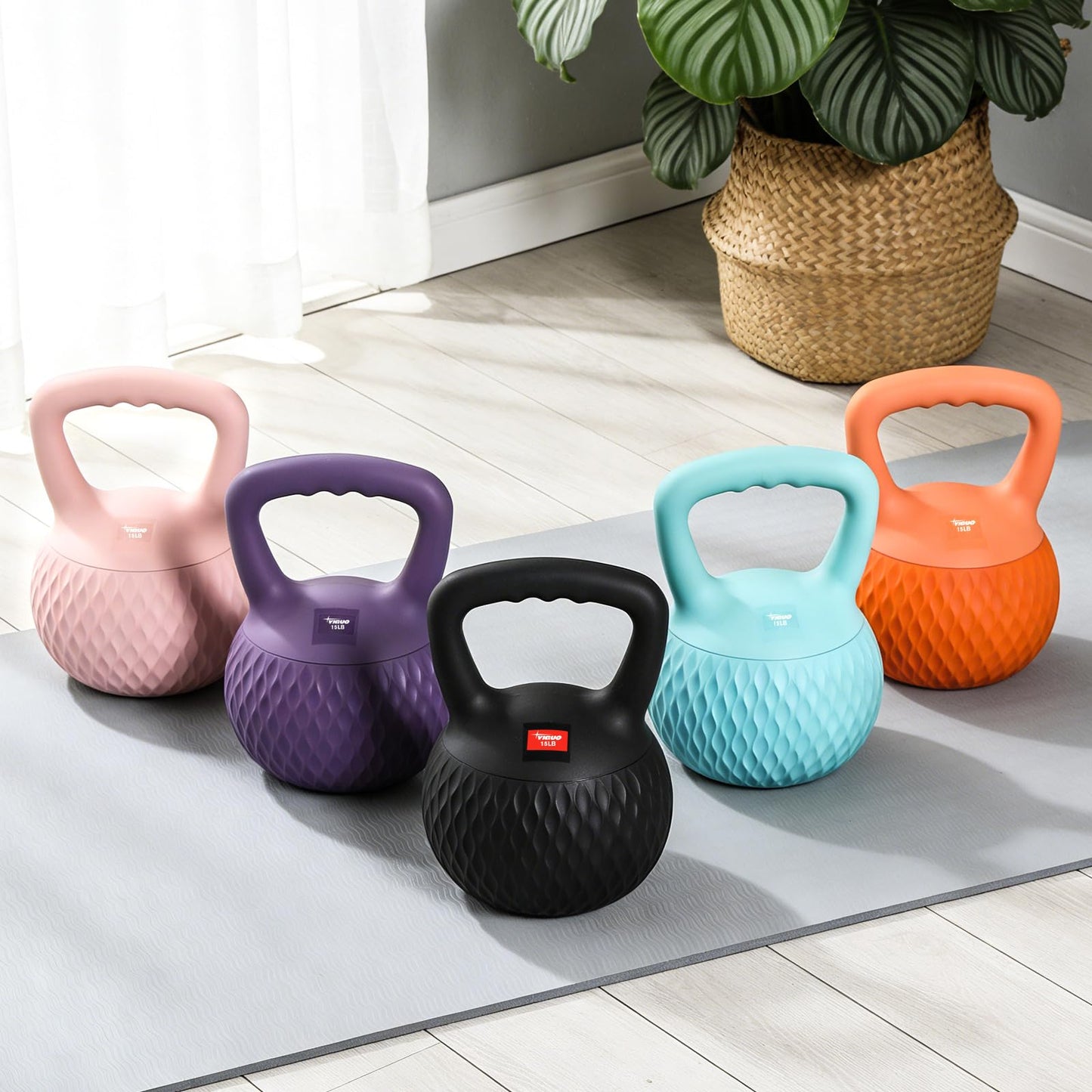YIGUO Soft Kettlebell, 15lb Kettlebells Cushioned Impact-Resistant Base and Anti-Slip Grip, Strength Training Kettle Bell for Women and Men, Home Workout (Orange)