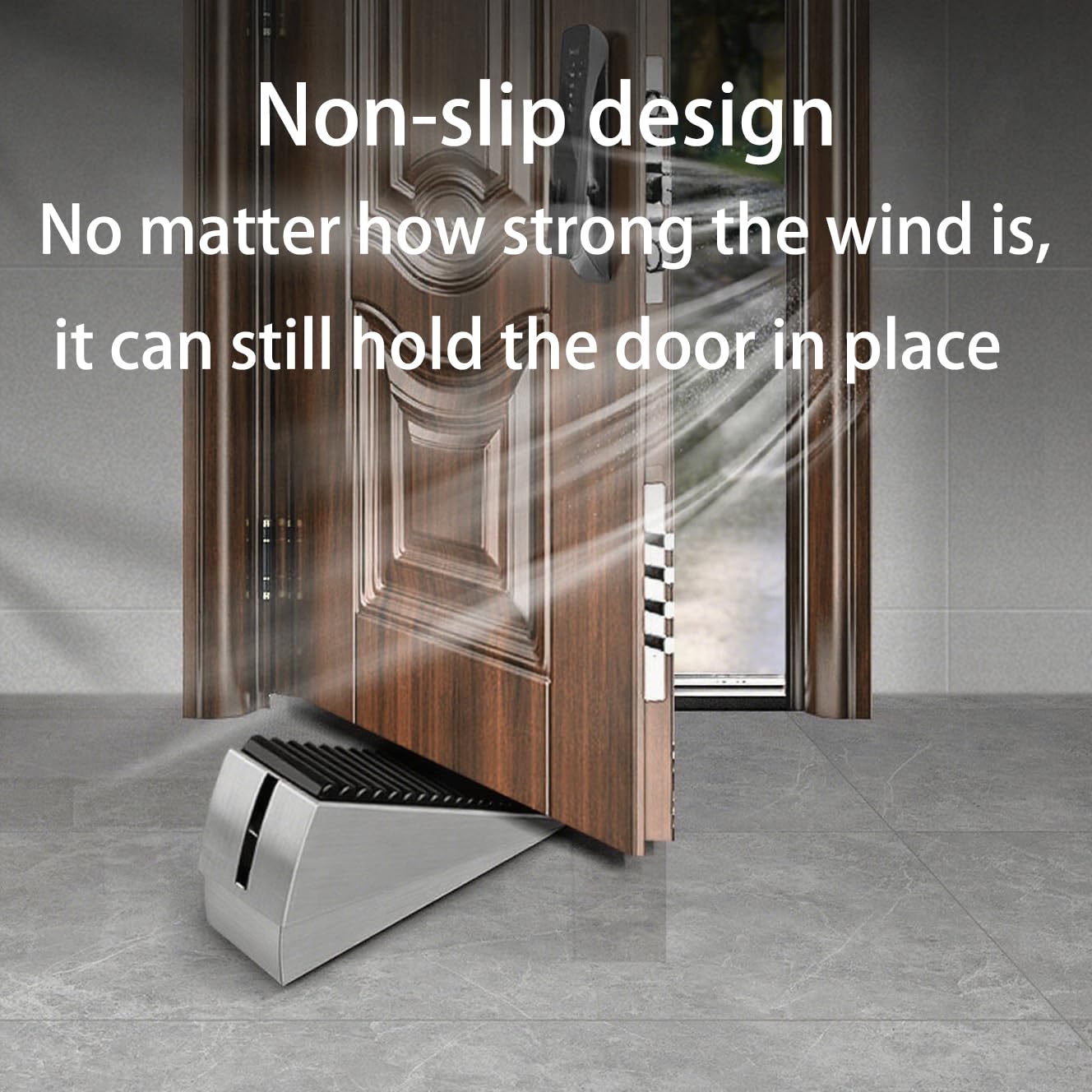 Extra Strong Grip Door Stopper - Heavy Duty Tall Metal Door Wedge with Spring Rubber Tip for Wood, Security & Office Doors (12, Silver)