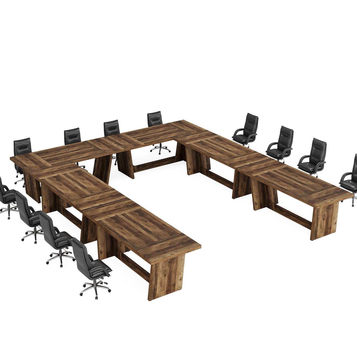 Tribesigns 6 FT Conference Room Table, 71โLarge Executive Seminar Desk for 6โ8 People, Rectangular Meeting Table for Office, Heavy-Duty Business Boardroom Table with Wooden Pedestal Base, Dark Brown