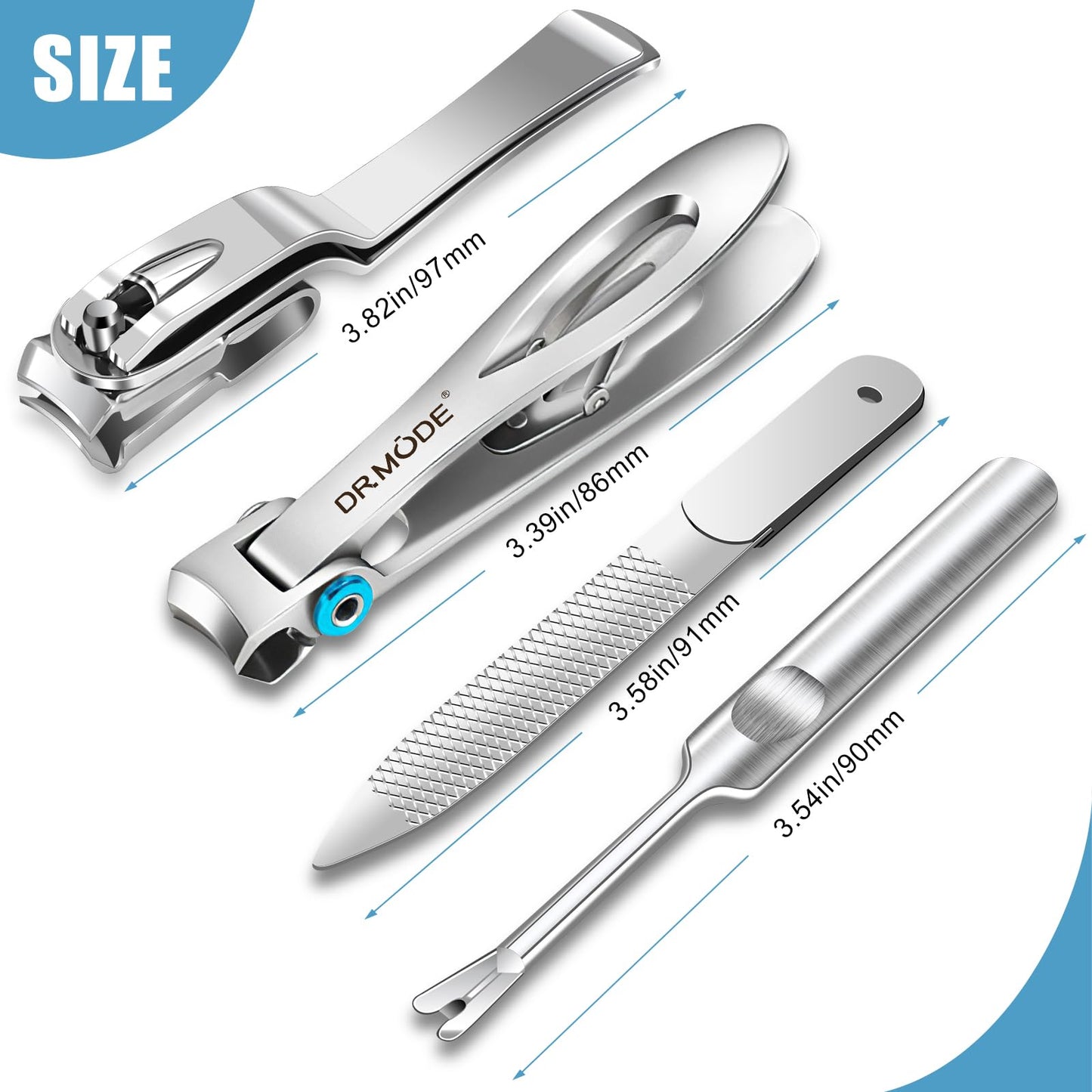 Nail Clippers for Men Thick Nails - DRMODE 16MM Wide Jaw Opening Extra Large Toenail Clippers & Easy Grip 360 Degree Rotary Fingernail Clippers for Seniors Nail Cutter with Nail File Cuticle Trimmer