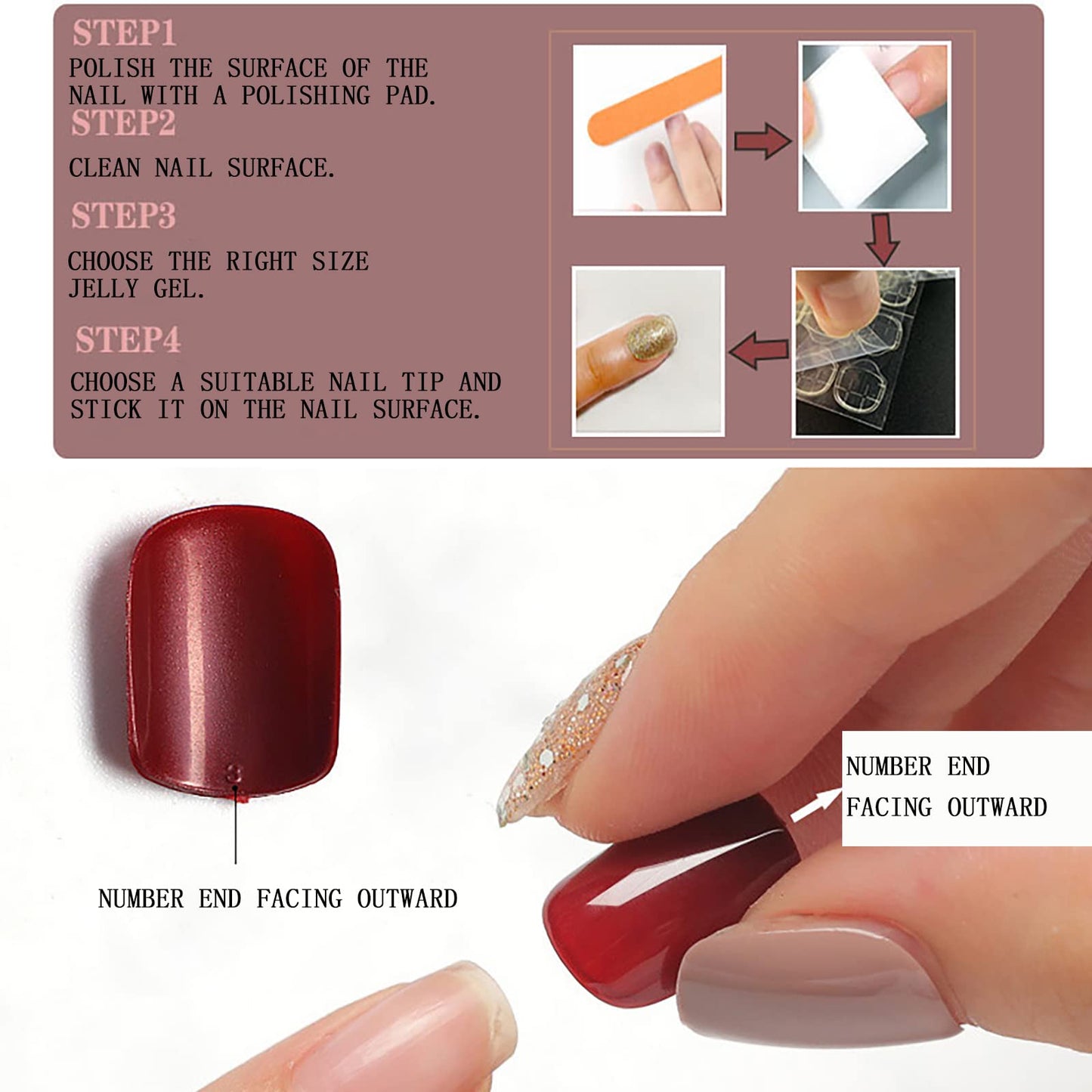 Short Almond Press on Nails With Designs French Tip Pink Flower Fake Nails Press ons Acrylic Nails False Glossy Christmas Artificial Full Cover Stick on Nails for Women Girls 24 Pcs