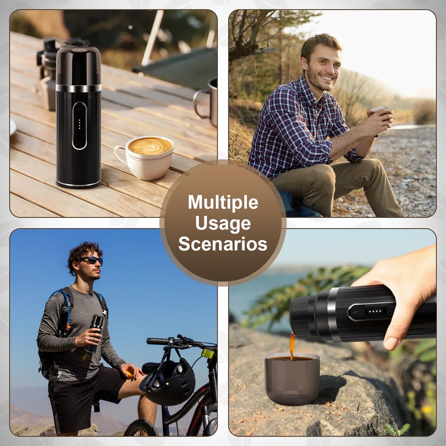 ZEMBSOYA Portable Espresso Machine, Travel Espresso Maker, Car Coffee Maker Self-Heating with USB-C, Compatible with Ground Coffee & Capsules (NS&DG) for RV, Hiking, Camping, Office