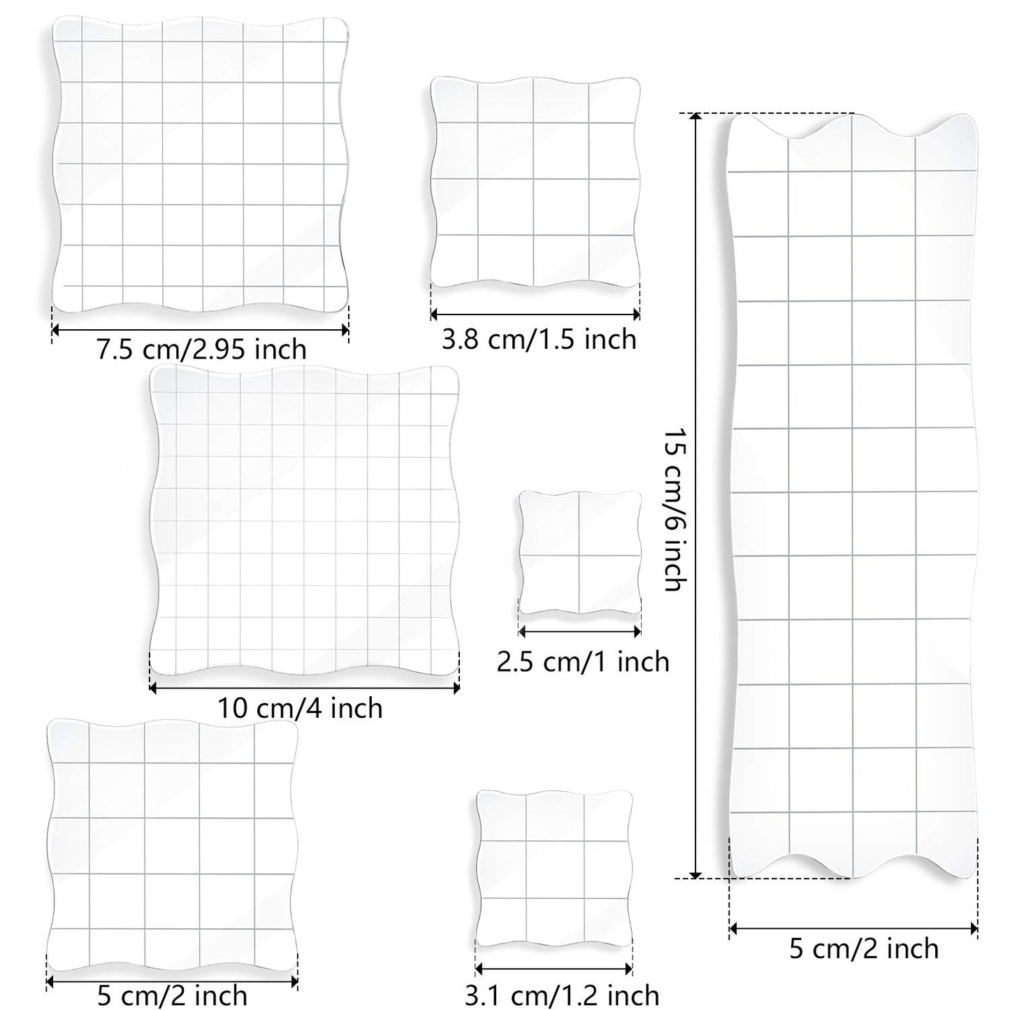 Mudder 7 Pieces Acrylic Stamp Blocks Set Clear Stamping Blocks Tools for Kids with Grid and Grip Scrapbooking Craft Making, Decorative DIY Essential Stamping Tool(Lace Edge)