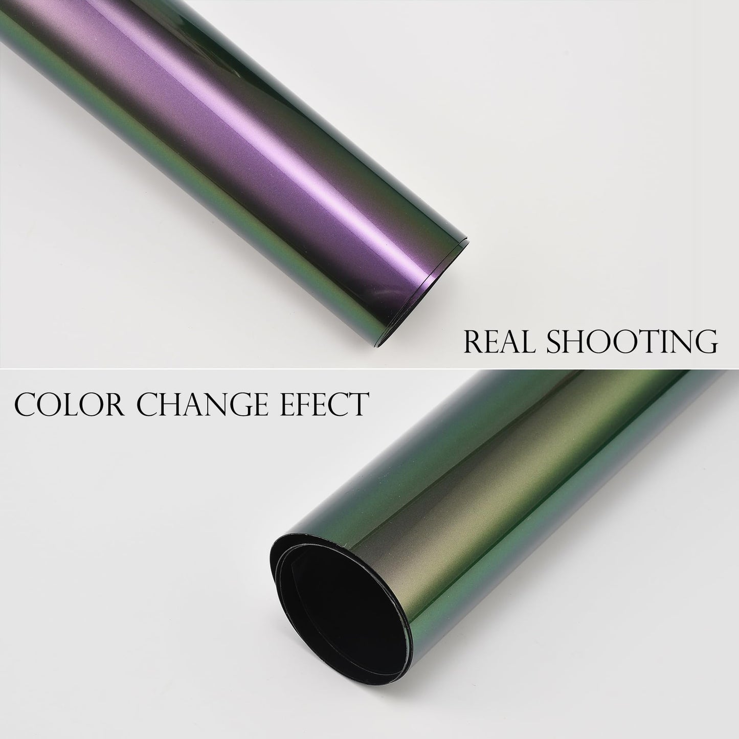AuMoHall Gloss Purple to Mystic Green Metallic Chameleon Vinyl Wrap High Glossy Color-Shift Vehicle Car Body Vinyl Film Roll, 669.29" x 59.84" (The Whole Roll)