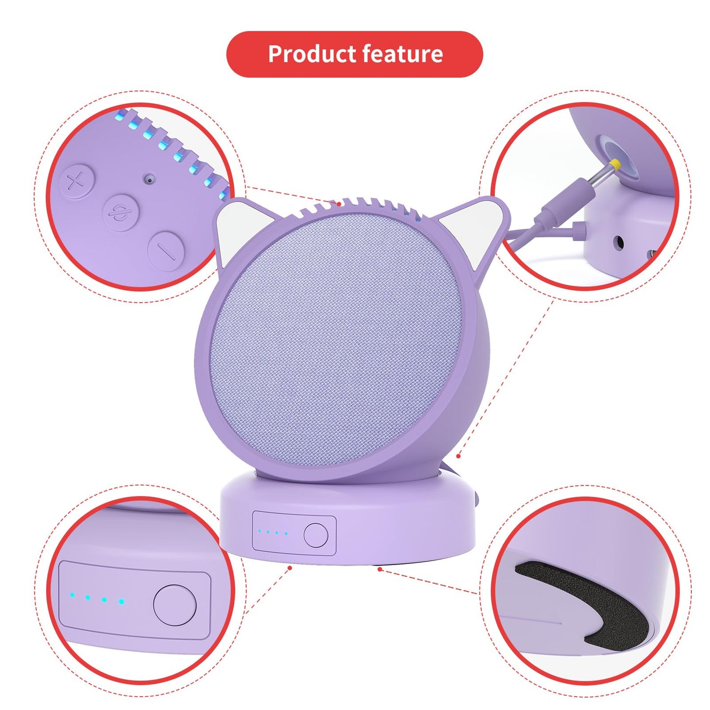 Liboer Pop Battery Base Portable Battery Base for Pop, Pop Battery Base with Protective Case Not Including pop Speaker (Purple)