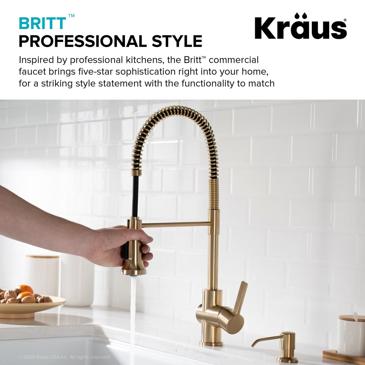 KRAUS Britt Commercial Style Kitchen Faucet in Spot Free Antique Champagne Bronze, KPF-1690SFACB