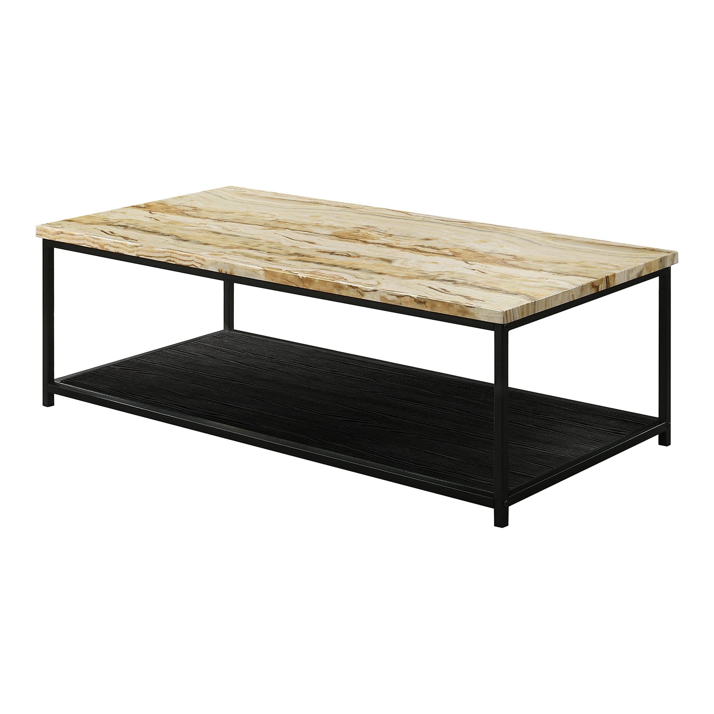 HOMES: Inside + Out Leneghan Modern 1-Shelf Metal 48 in. Storage Coffee Table for Living Room, Yellow