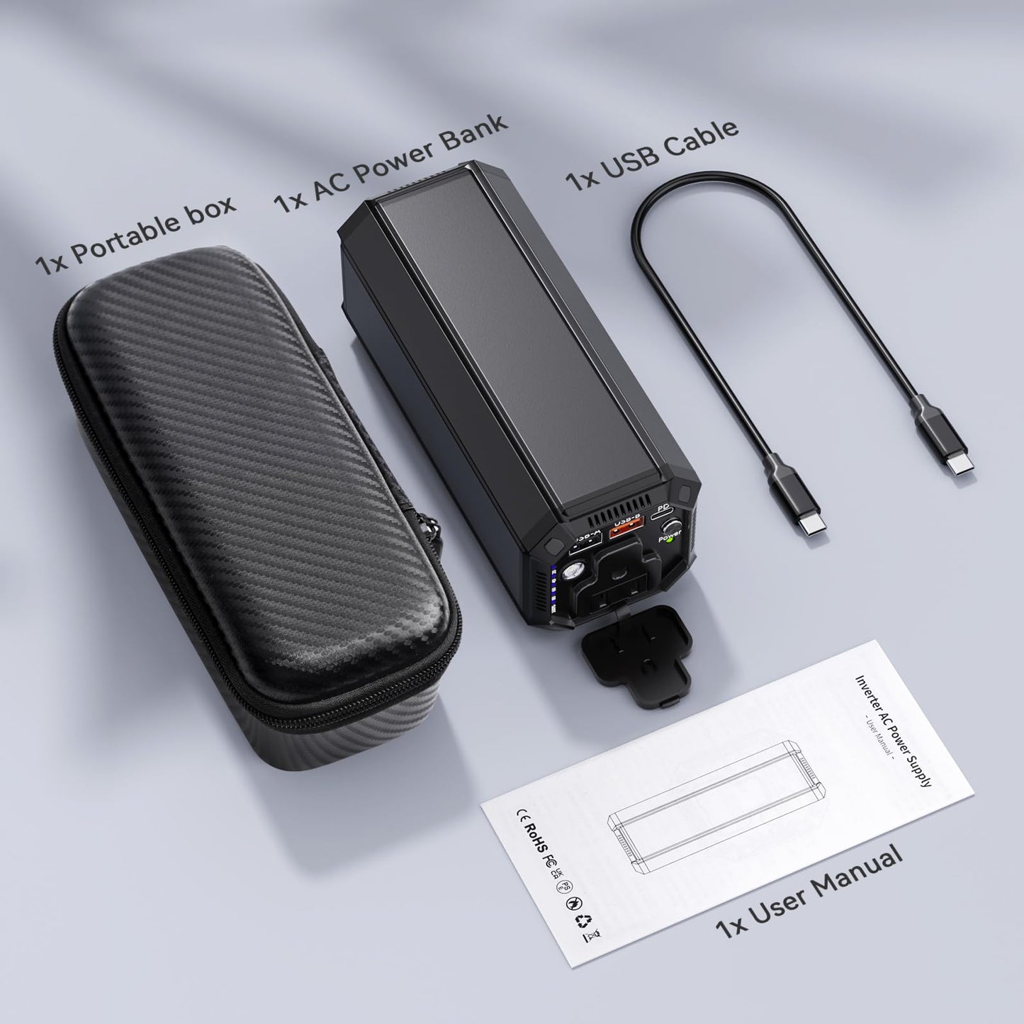 Portable Power Bank with AC Outlet, 100W Portable Laptop Charger, 98Wh/27000mAh High Capacity with 65W PD USB C Laptop Battery Bank, Backup Power Source for Business Travel and Outdoor Activities
