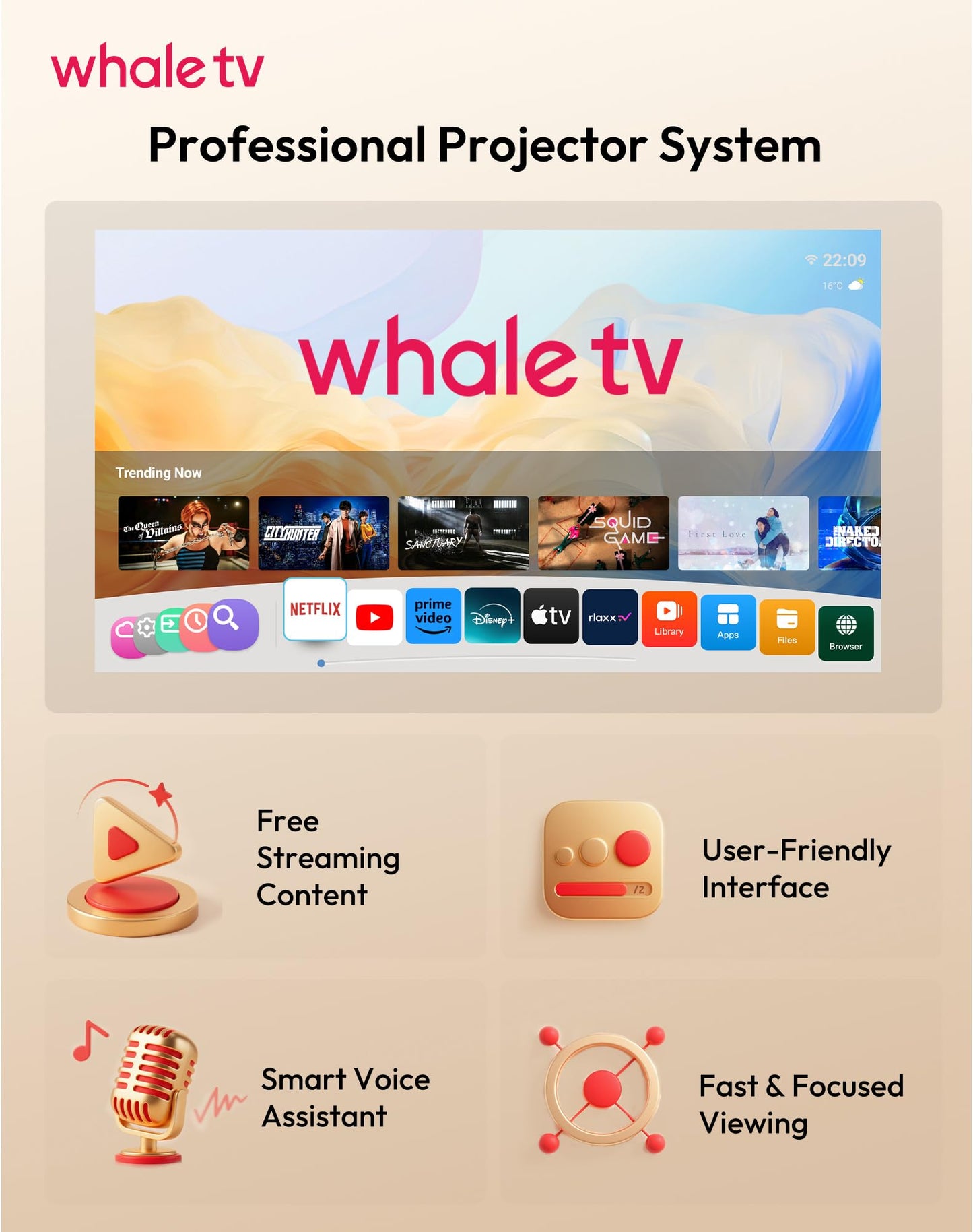 【Compatible with Netflix & Auto Focus】Xgody Gimbal N6 PRO 700 ANSI Native 1080P Smart Projector with WiFi 6 and Bluetooth, 4D Auto Keystone & Voice Controll Portable 4K Support FHD Home Projector