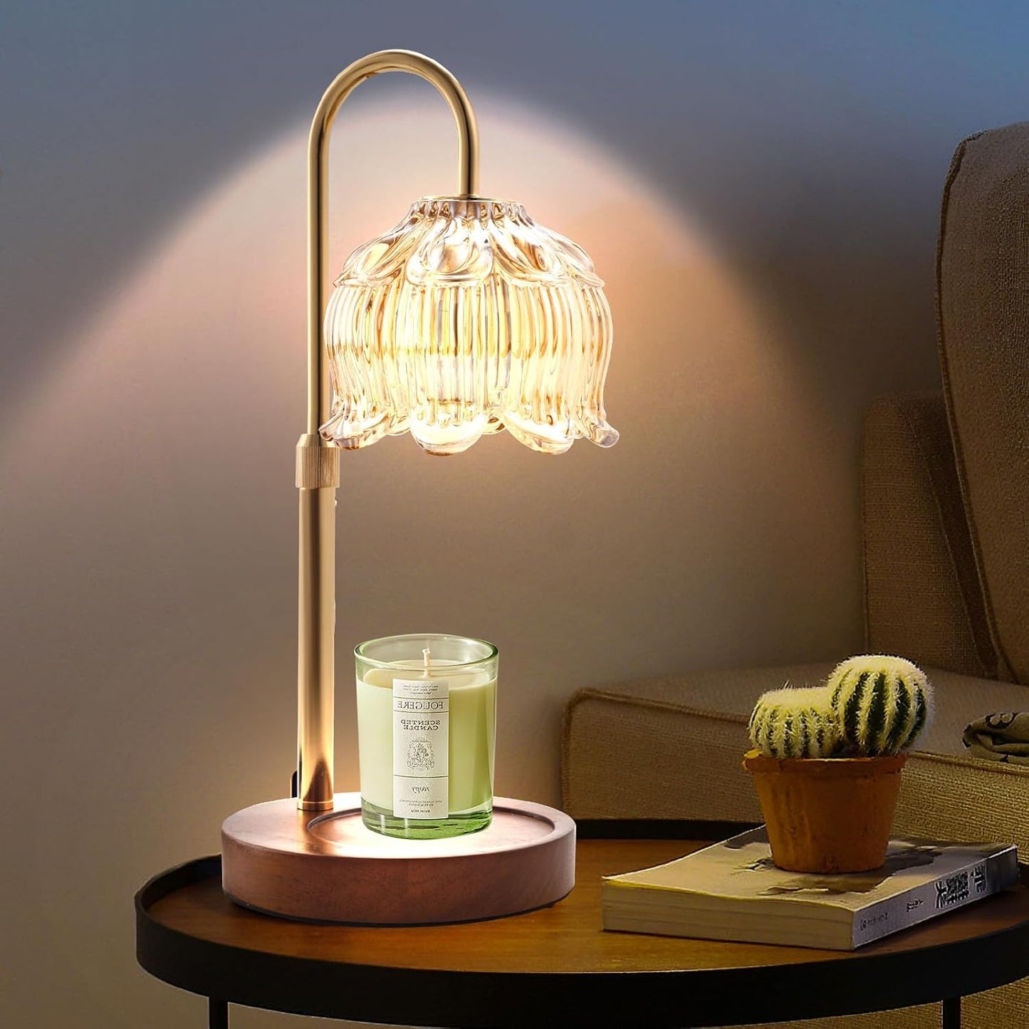 GEEZO Fragrance Candle Warmer Lamp,Electric Candle Warmer with Timer & Dimmer,Mom Christmas Birthday Gifts for Women, House Warming Gifts New Home Bedroom Decor