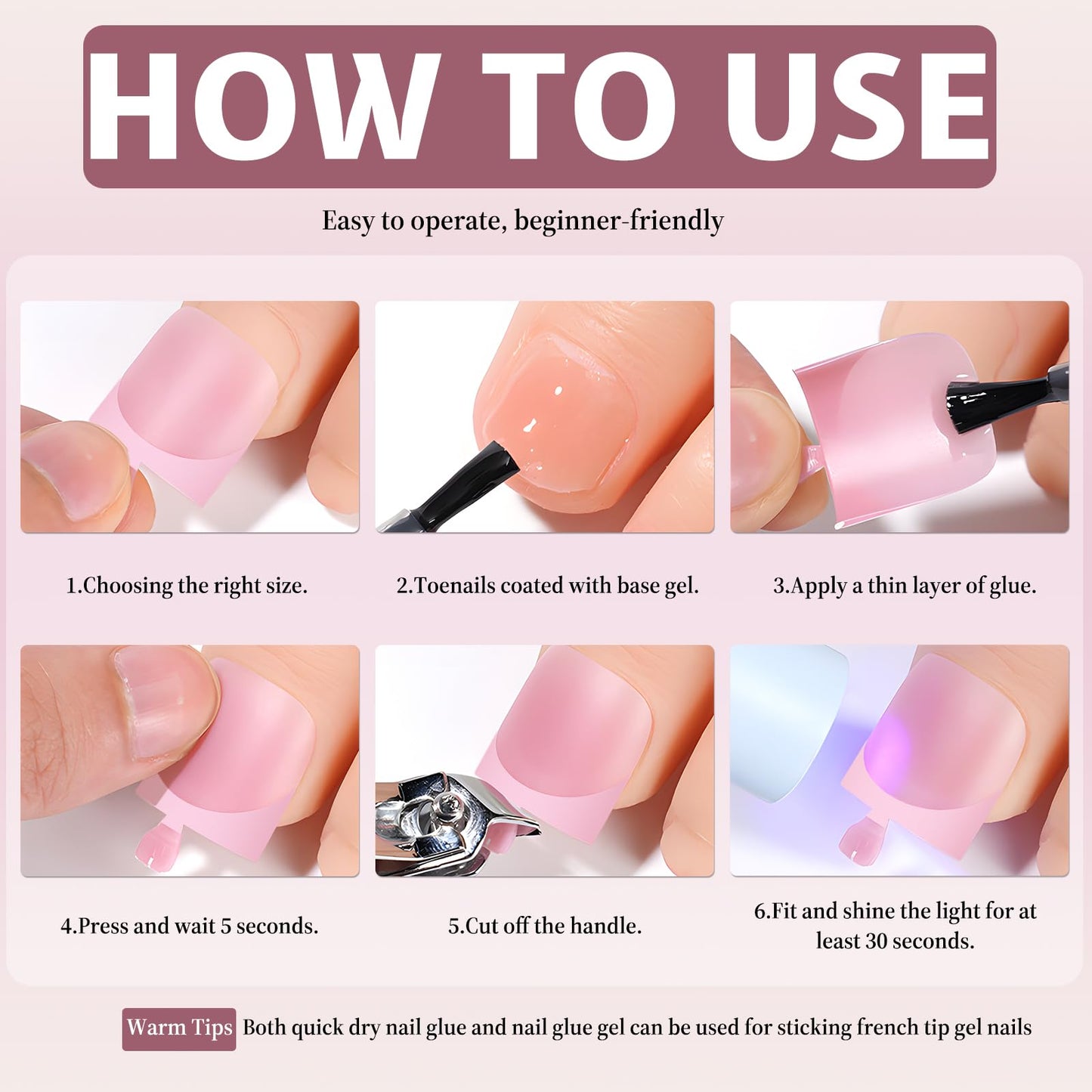 Bellelfin French Press On Toenails For Women with Nail Adhesive Tabs, 150 Pcs Pink French Tip Toe Nail Press Ons, Short Square Toenail Press On, 15 Sizes Full Cover Acrylic Fake Toe Nails