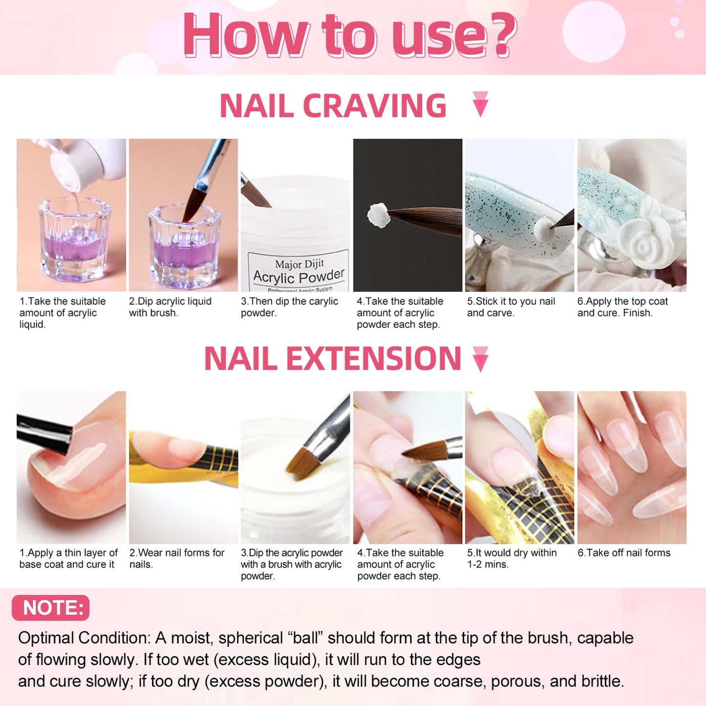 Acrylic Nail Kit Set for Beginners with Everything Acrylic Powder Nail Drill Lamp Starter Kit with False Nail Tips Nail Art Tools Cosmetic Gift Bag for Salon Home