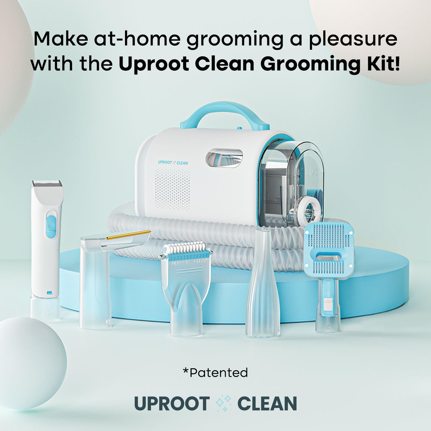 Uproot Clean Pet Grooming Vacuum Kit & Washing Machine Cleaner Tablets Bundle: Ultra-Quiet Cat & Dog Hair Vacuum Groomer - 7 Attachments - Washer Machine Cleaning Tablets for Grime, Odor, & Residue